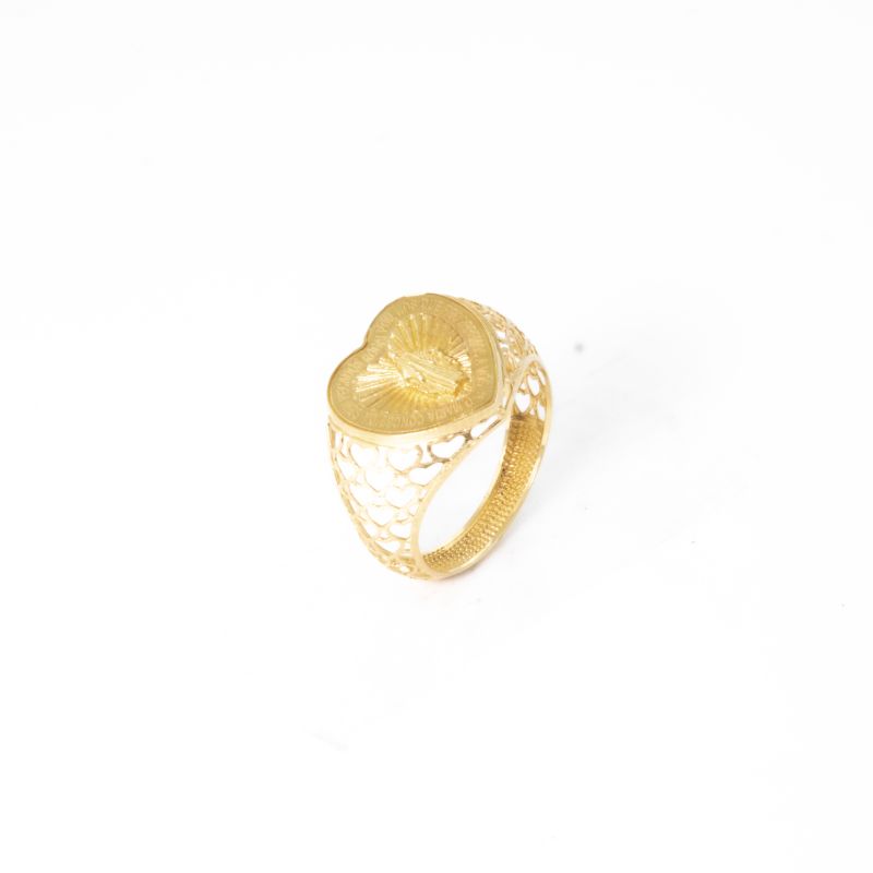 ANEL CORAÇÃO COM NOSSA SENHORA APARECIDA OURO 18K
