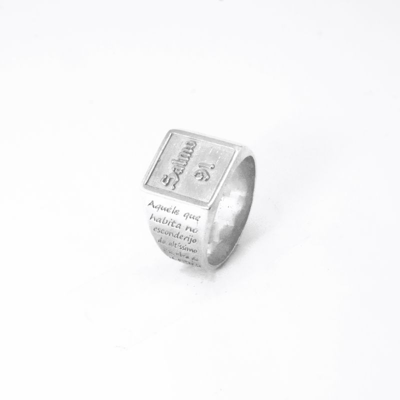 ANEL SALMO 91 MASCULINO  PRATA 925