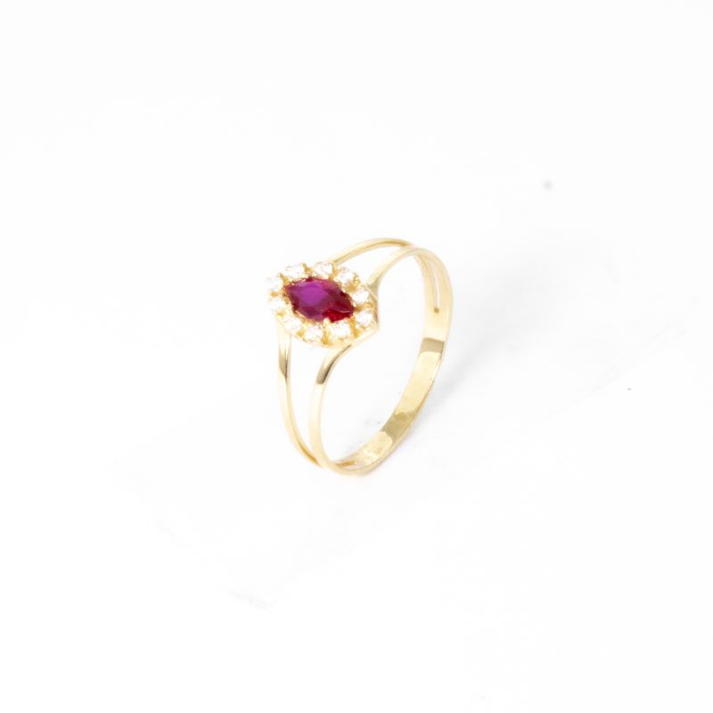 ANEL FORMATURA PEDRA VERMELHA 18K 750
