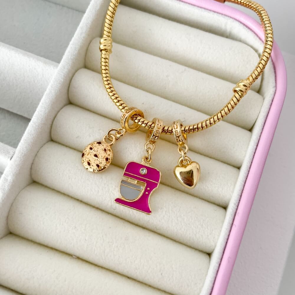 Berloque Batedeira Pink Plush Ouro