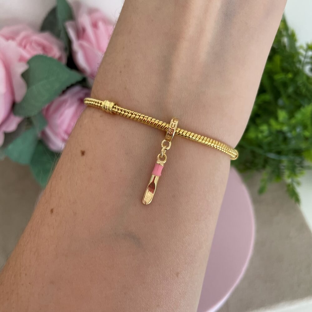 Berloque Faca Rosa Plush Ouro