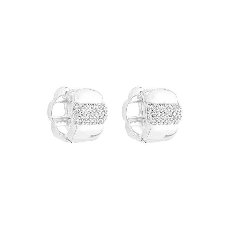Brinco Argola Larga Zircônias Prata