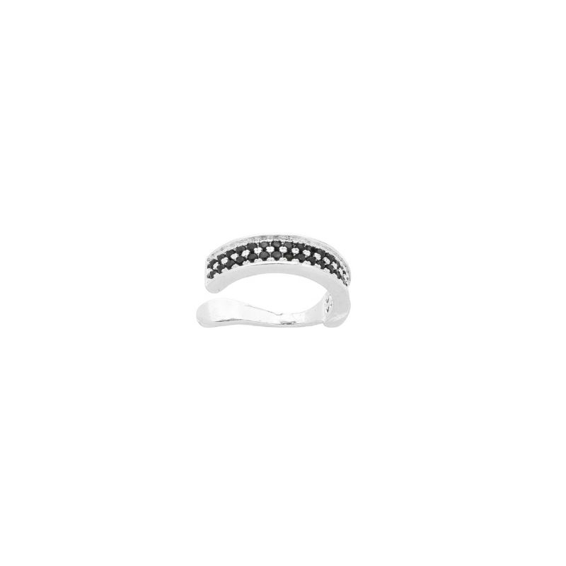 Piercing Fake Zirconias Pretas Prata