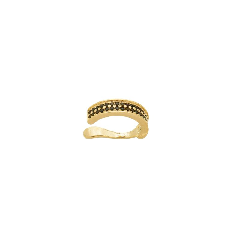 Piercing Fake Zirconias Pretas Ouro