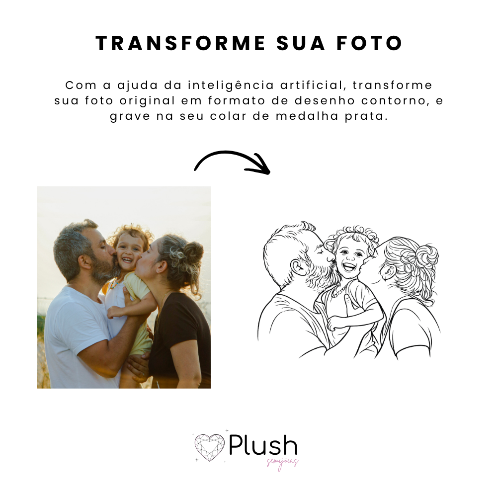 Colar Personalizado Medalha M Contorno Prata