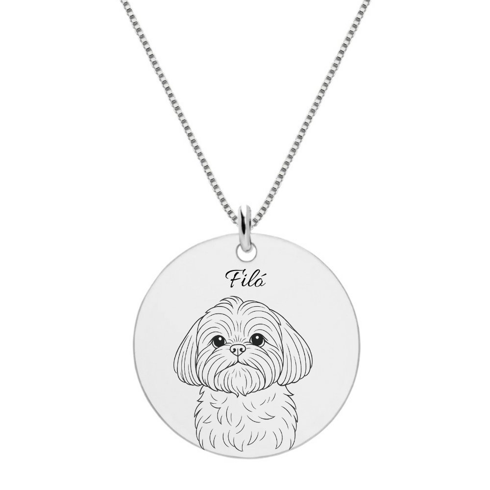 Colar Personalizado Medalha M Contorno Prata