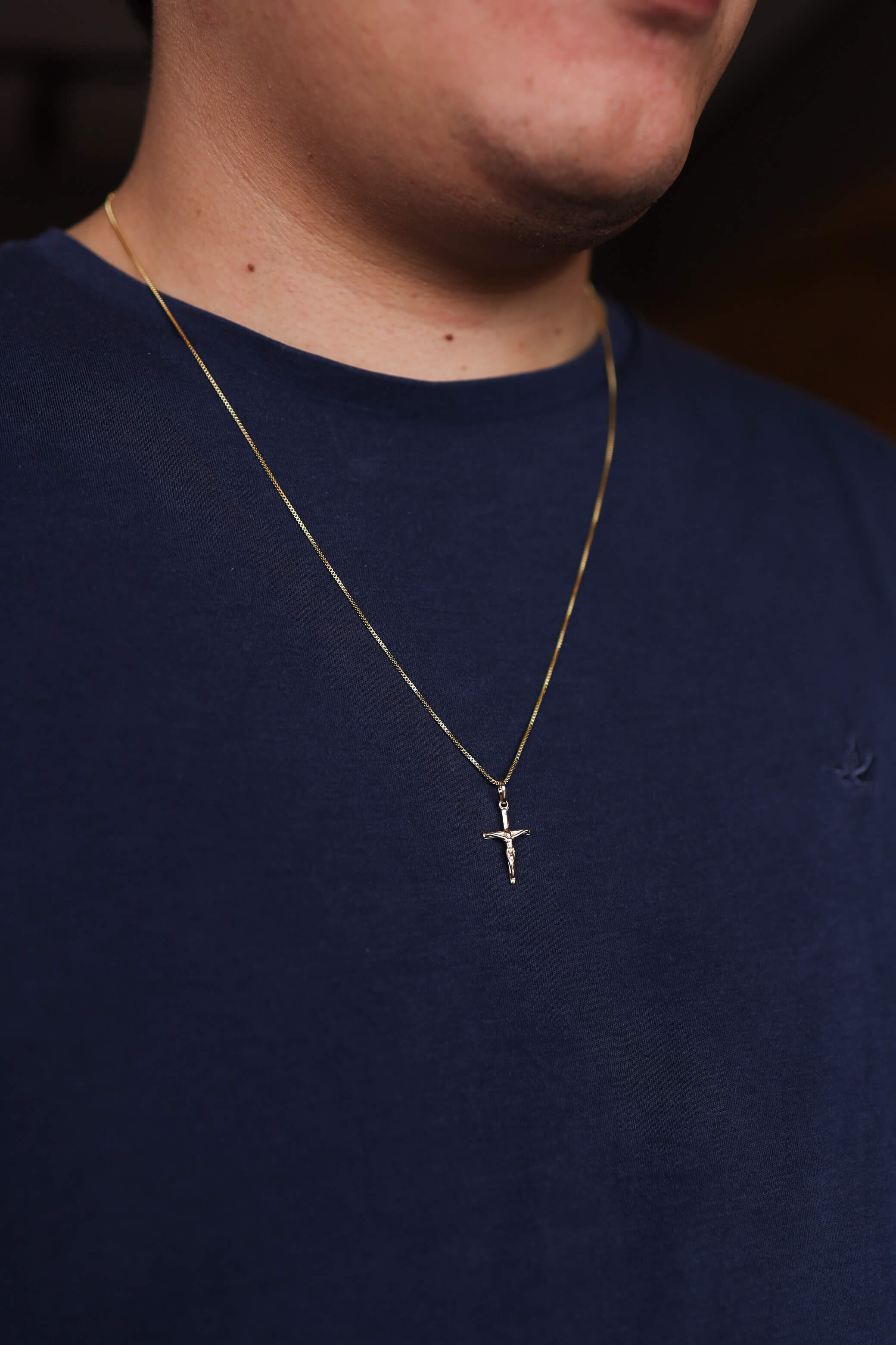 Pingente Cruz Jesus Masculino Ouro