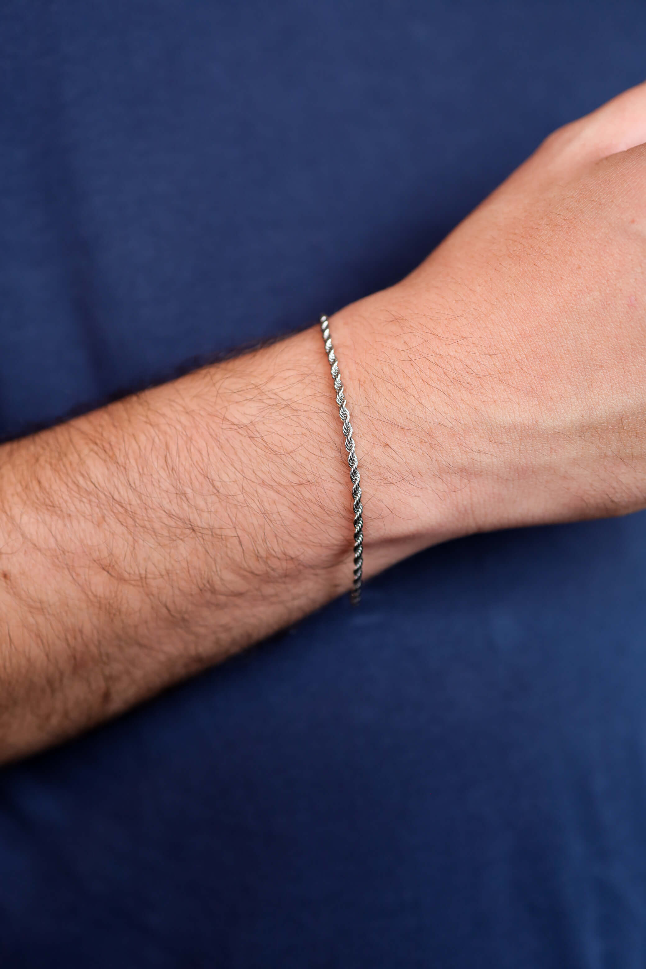 Pulseira Cordão Baiano Fino Masculino Aço
