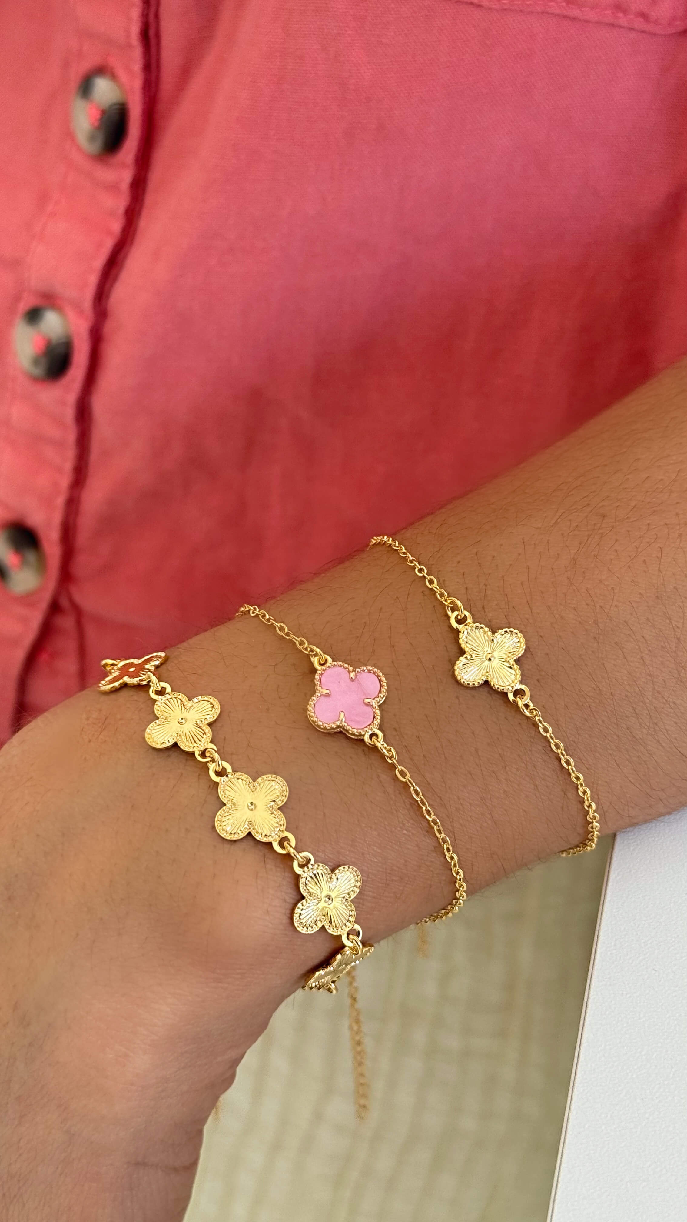 Pulseira Trevo Liso Ouro