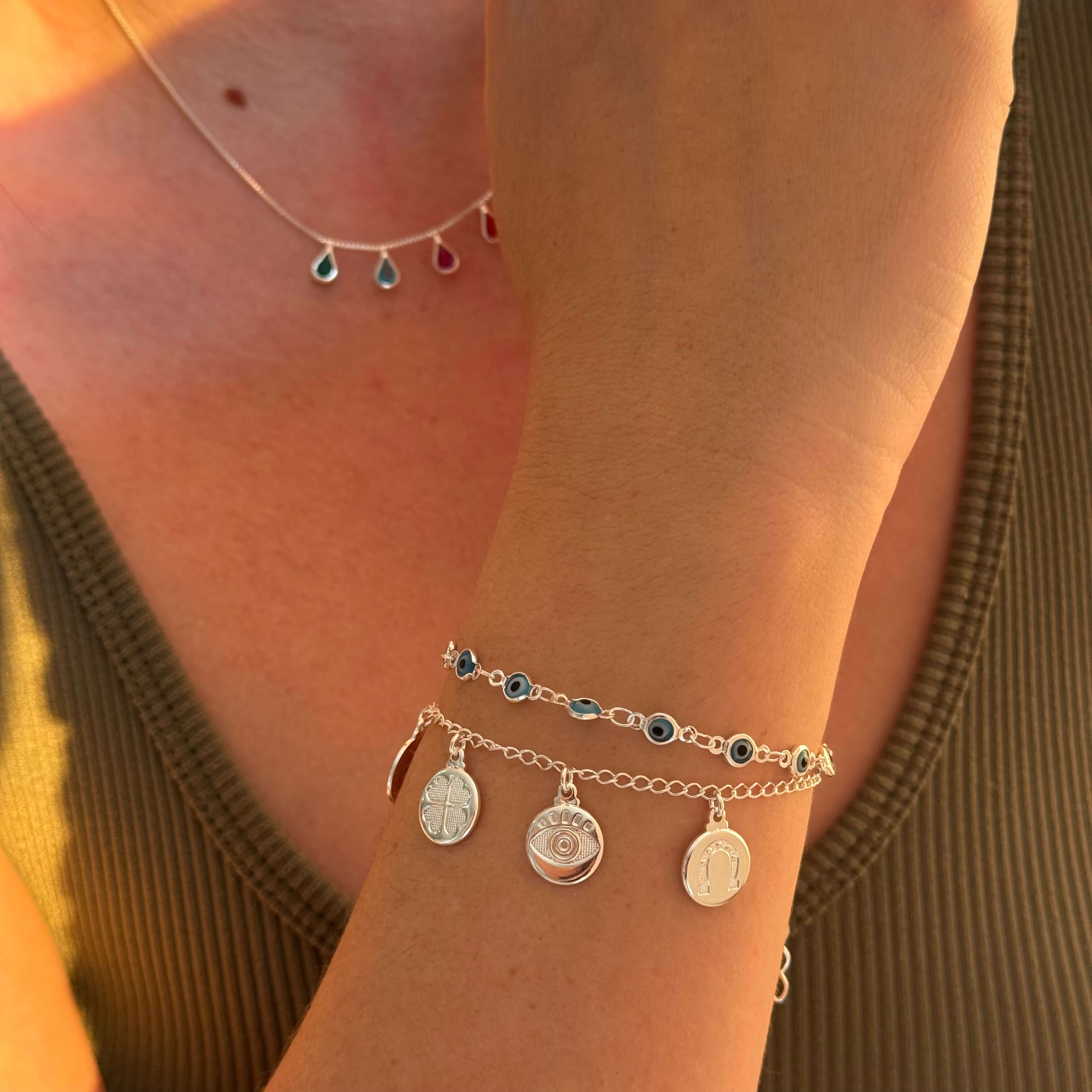 Pulseira Medalhas Sorte Prata