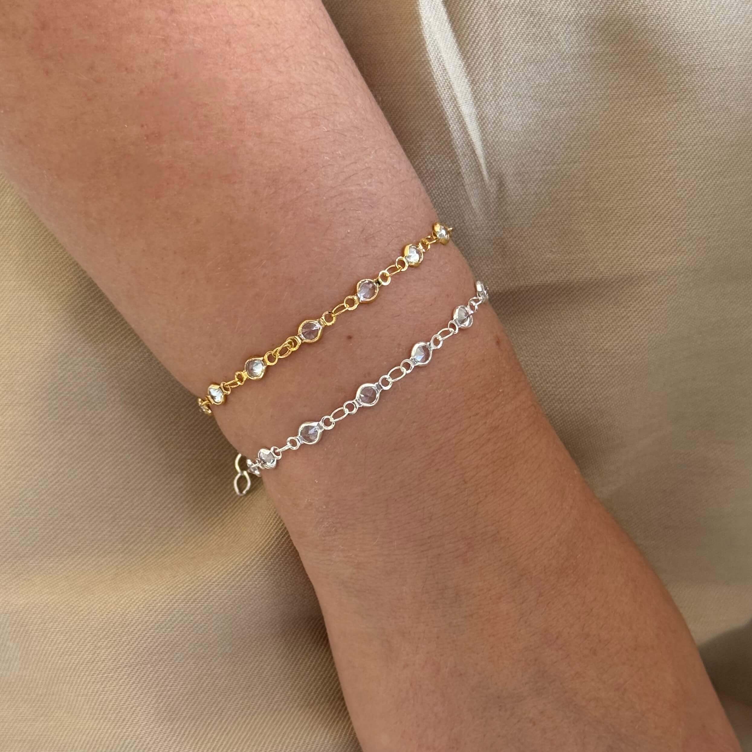 Pulseira Cristais Clássico Prata