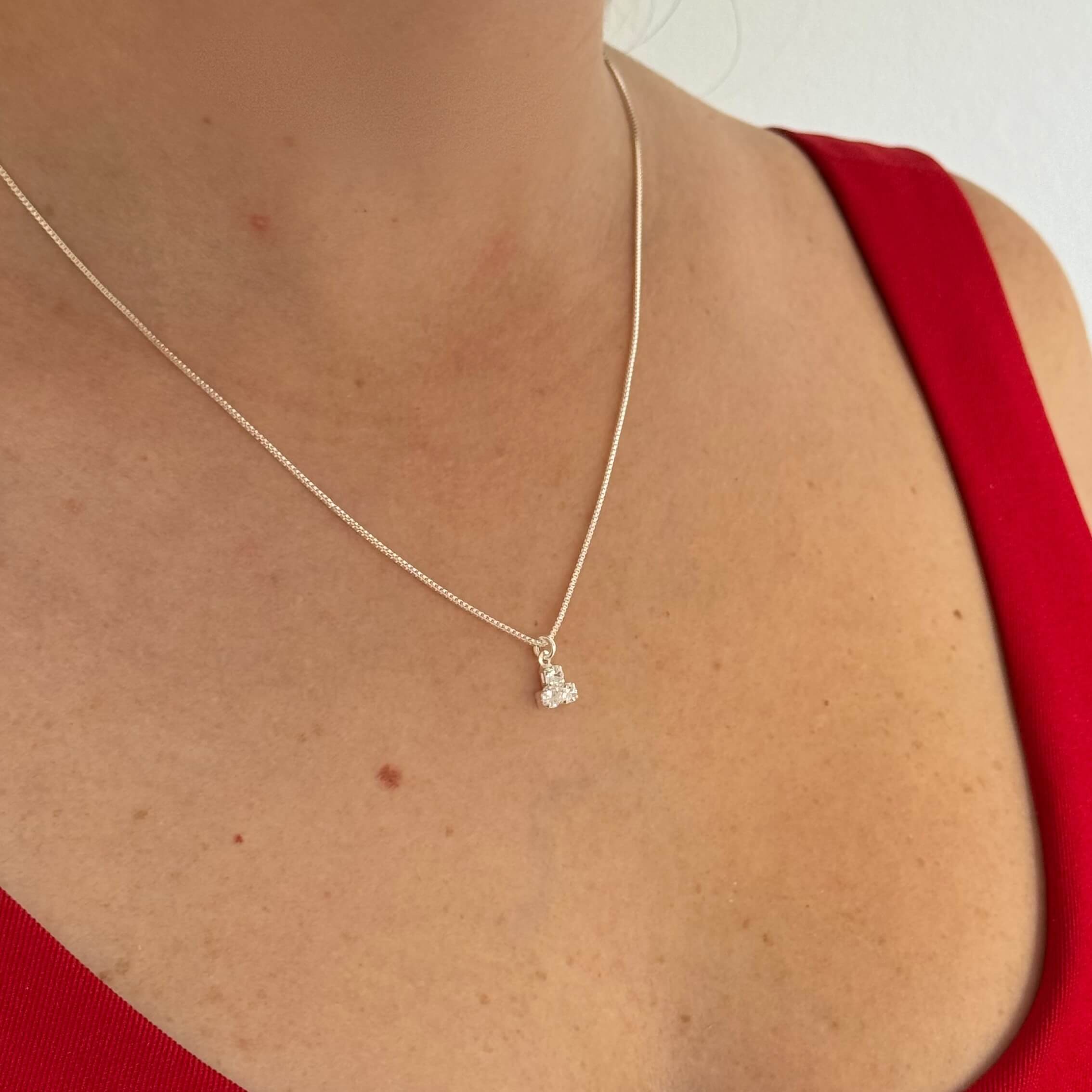 Colar Trio de Zircônias Prata