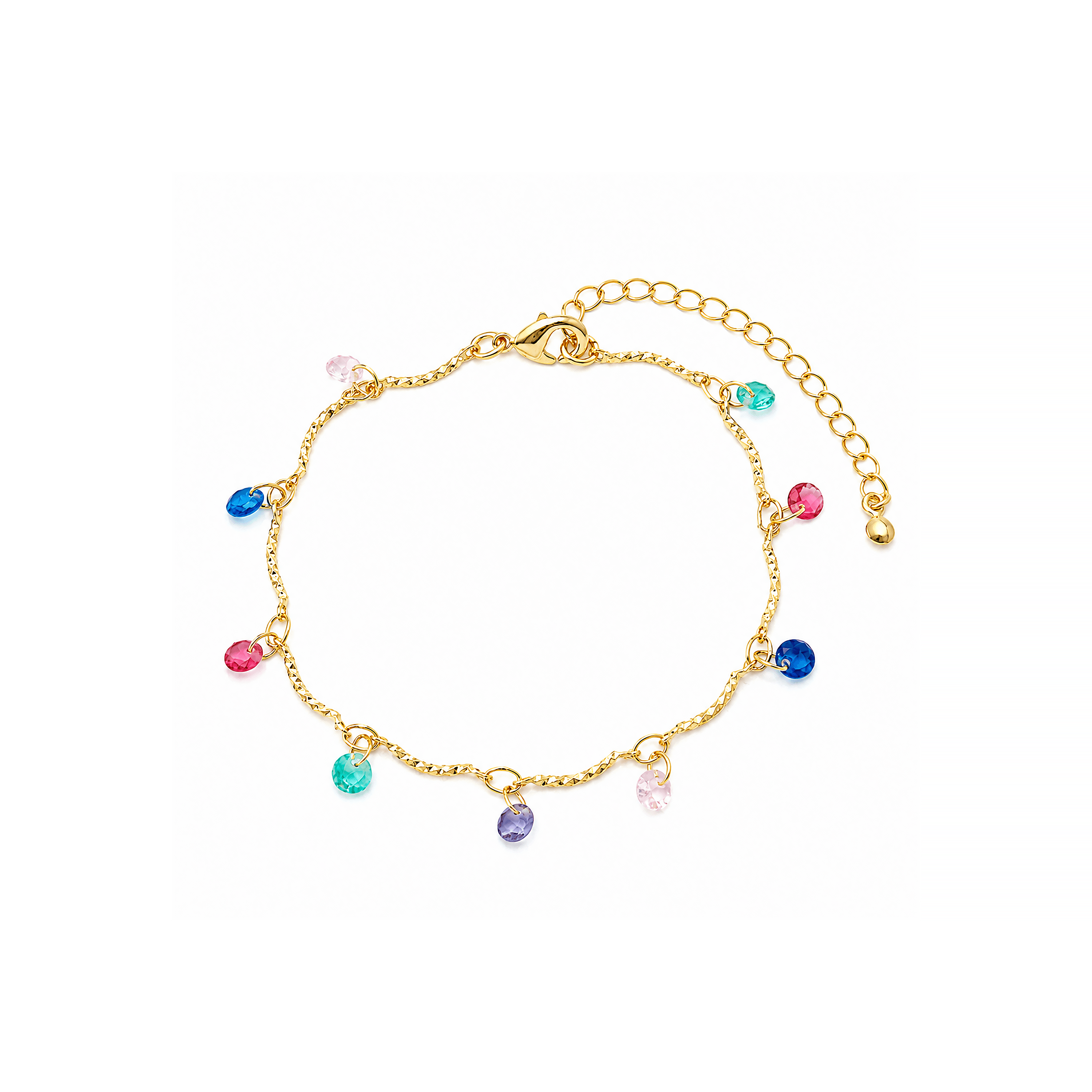 Pulseira Pedrinhas Coloridas Ouro