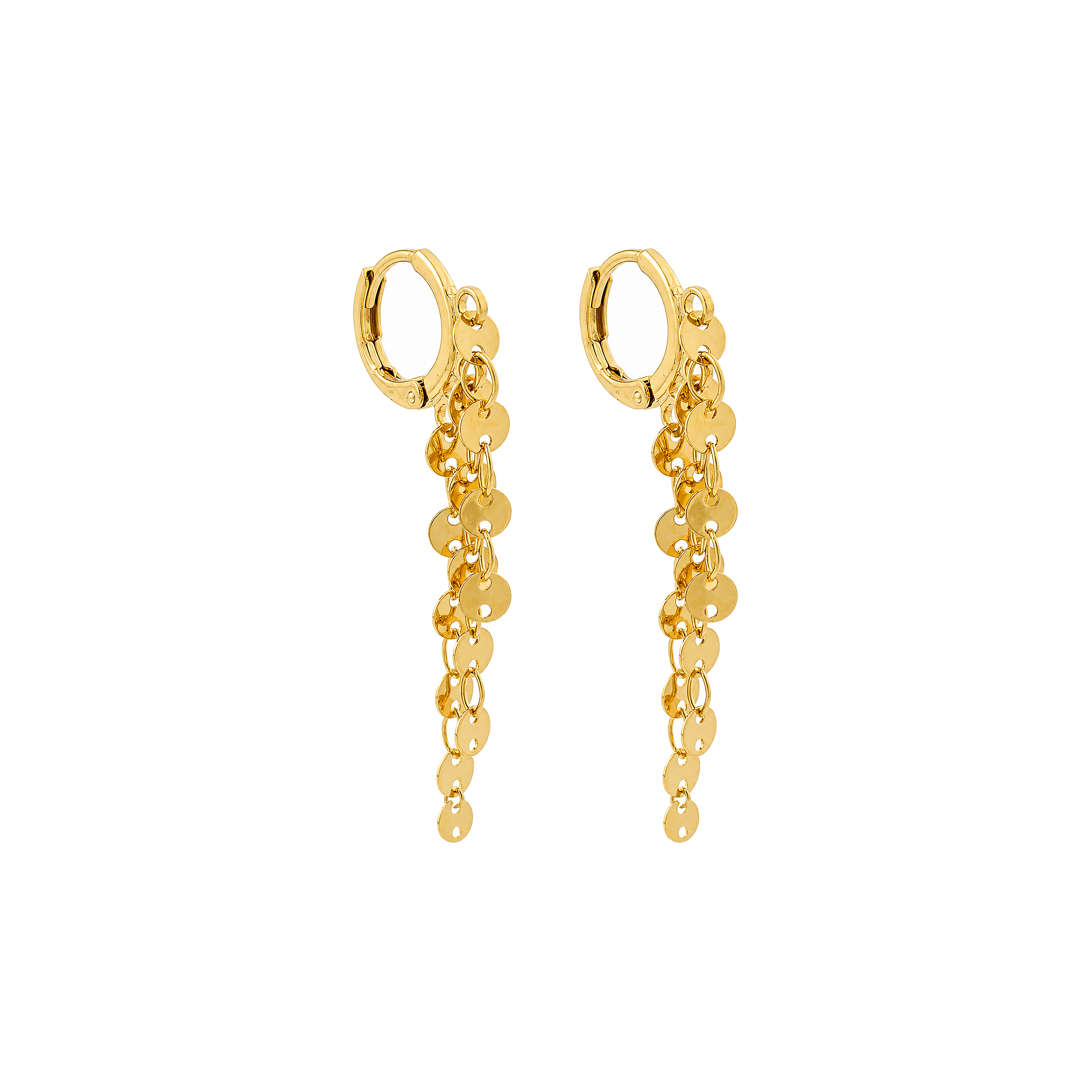 Brinco Argola Medalhas em Cascata Ouro