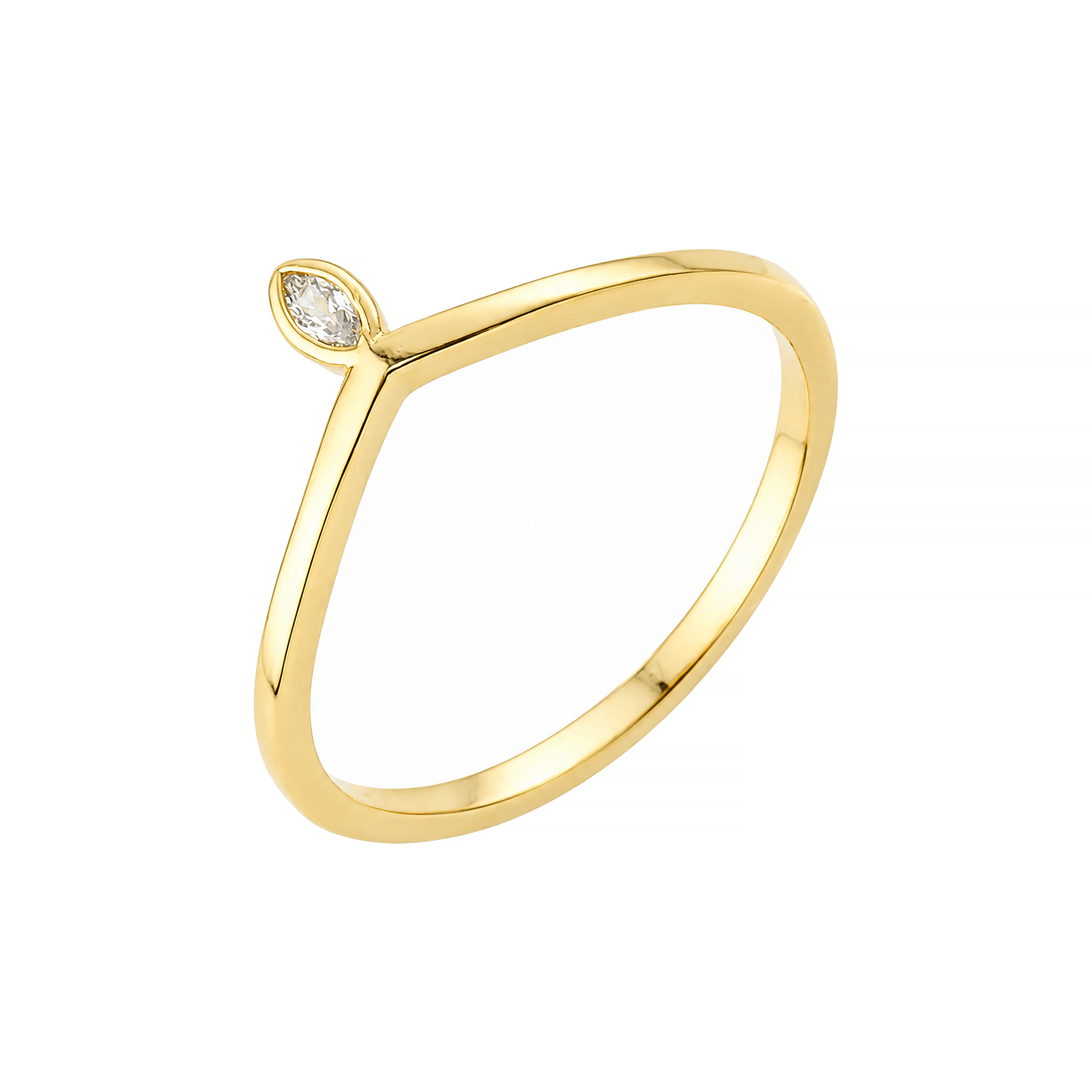 Anel Chevron com Navete Ouro