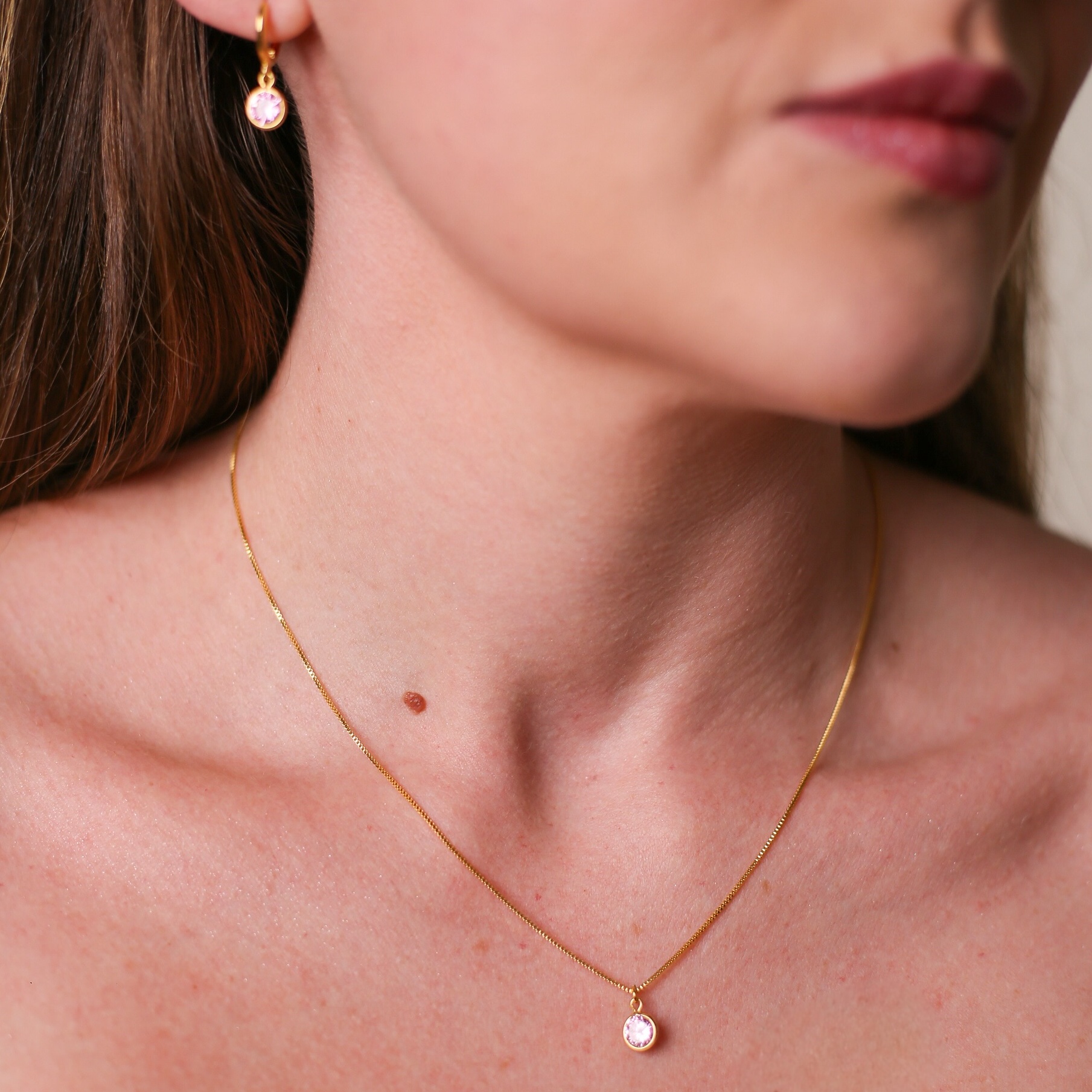 Brinco Argola Cristal Rosa Ouro