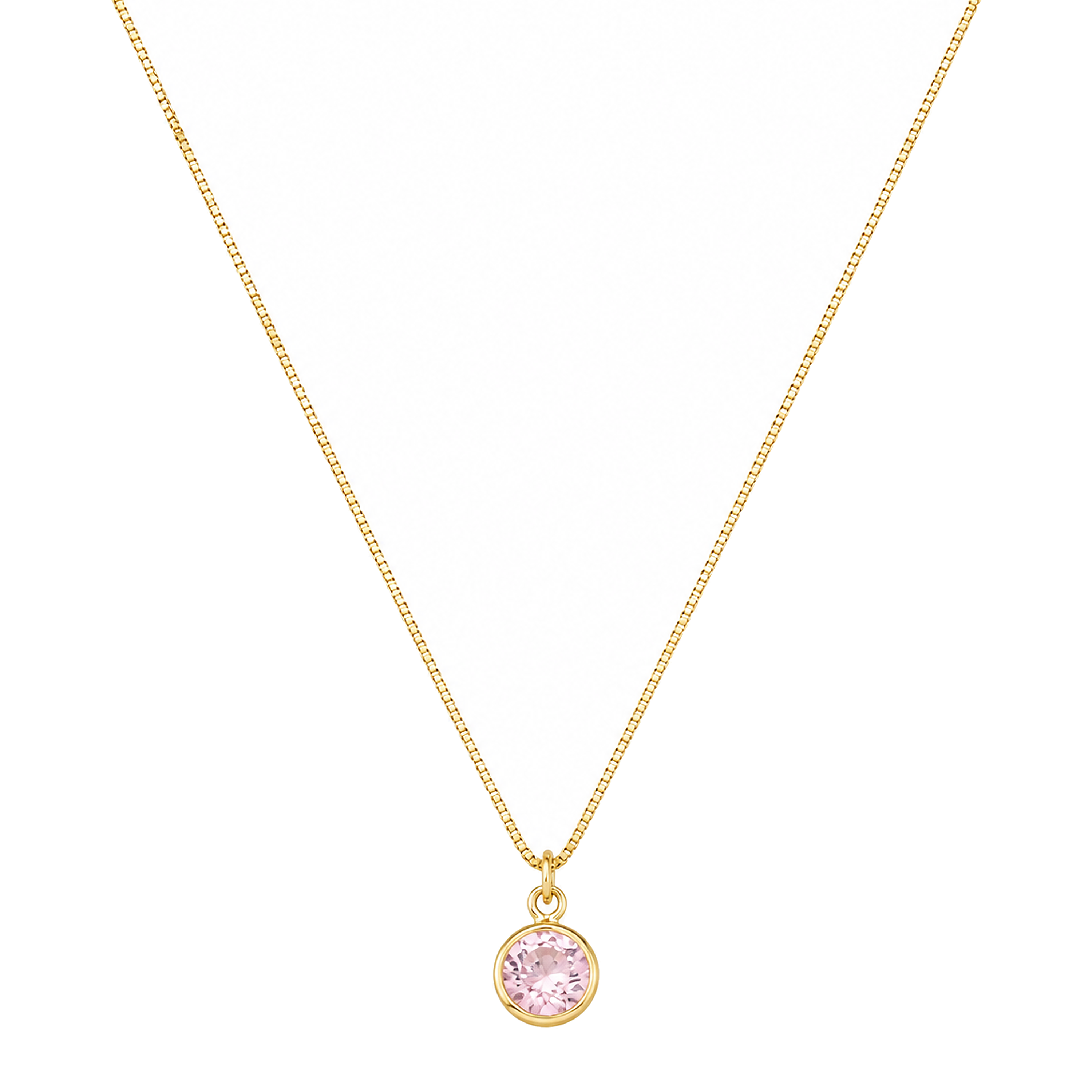Colar Pingente Cristal Rosa Ouro