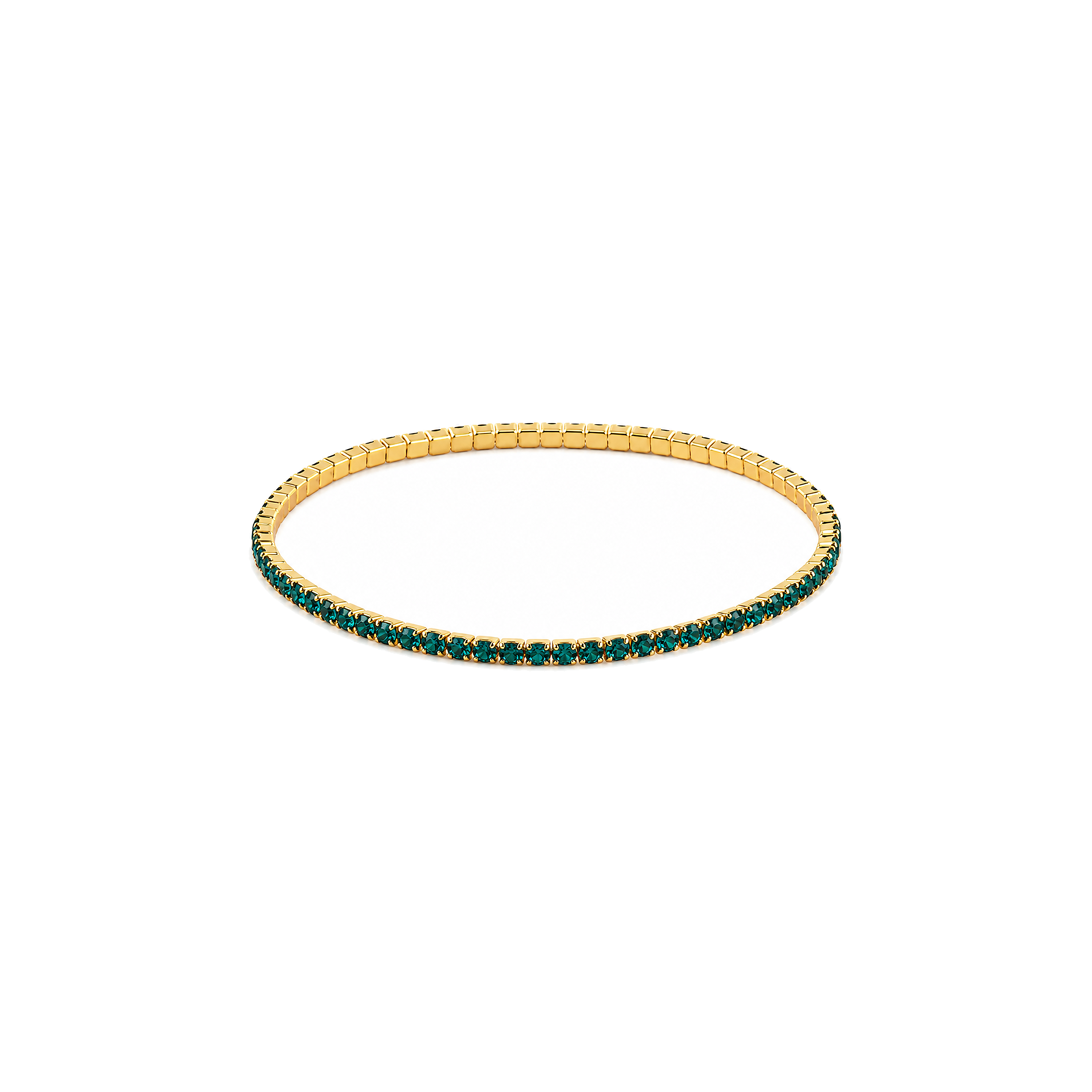 Pulseira Riviera Verde Elástica Ouro
