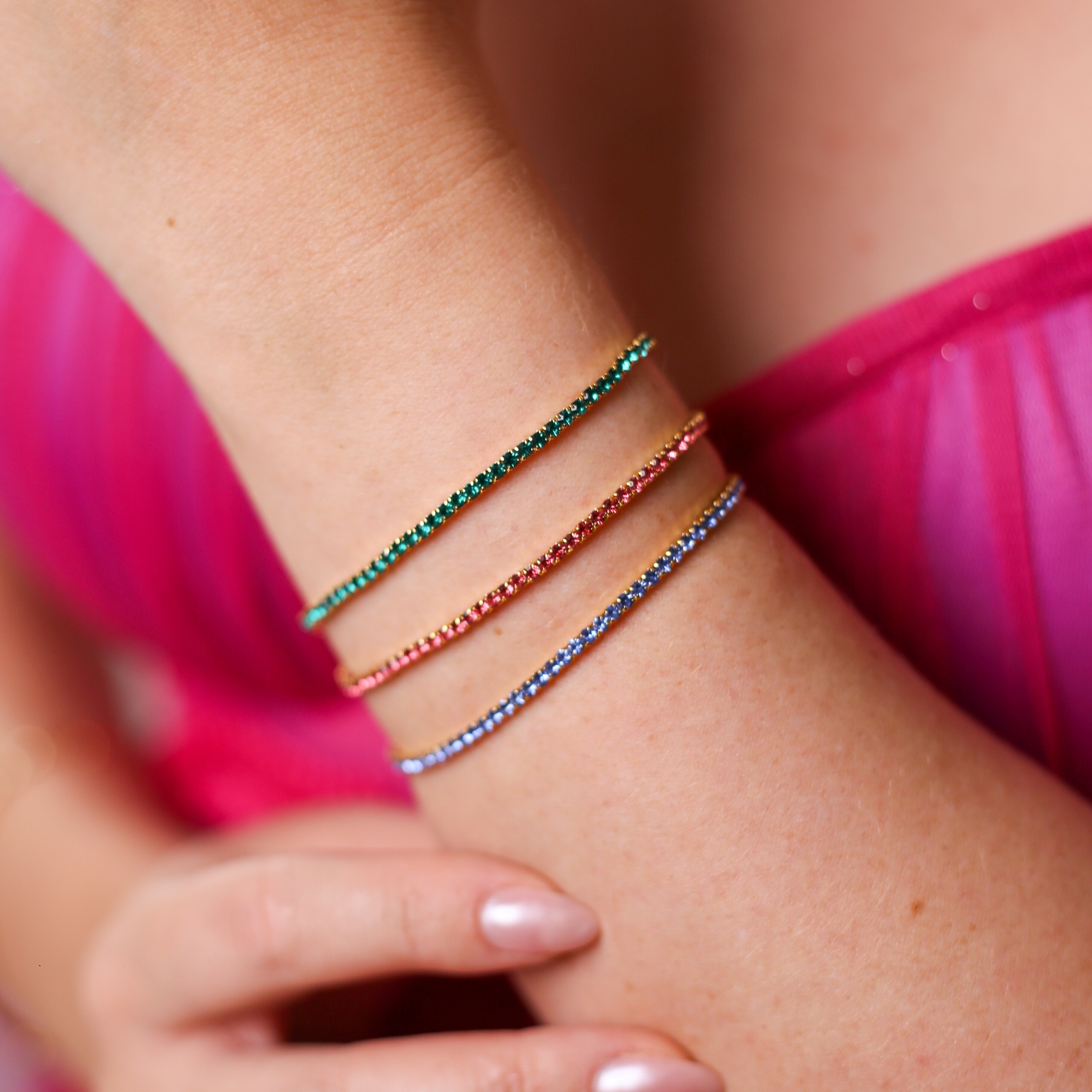 Pulseira Riviera Pink Elástica Ouro