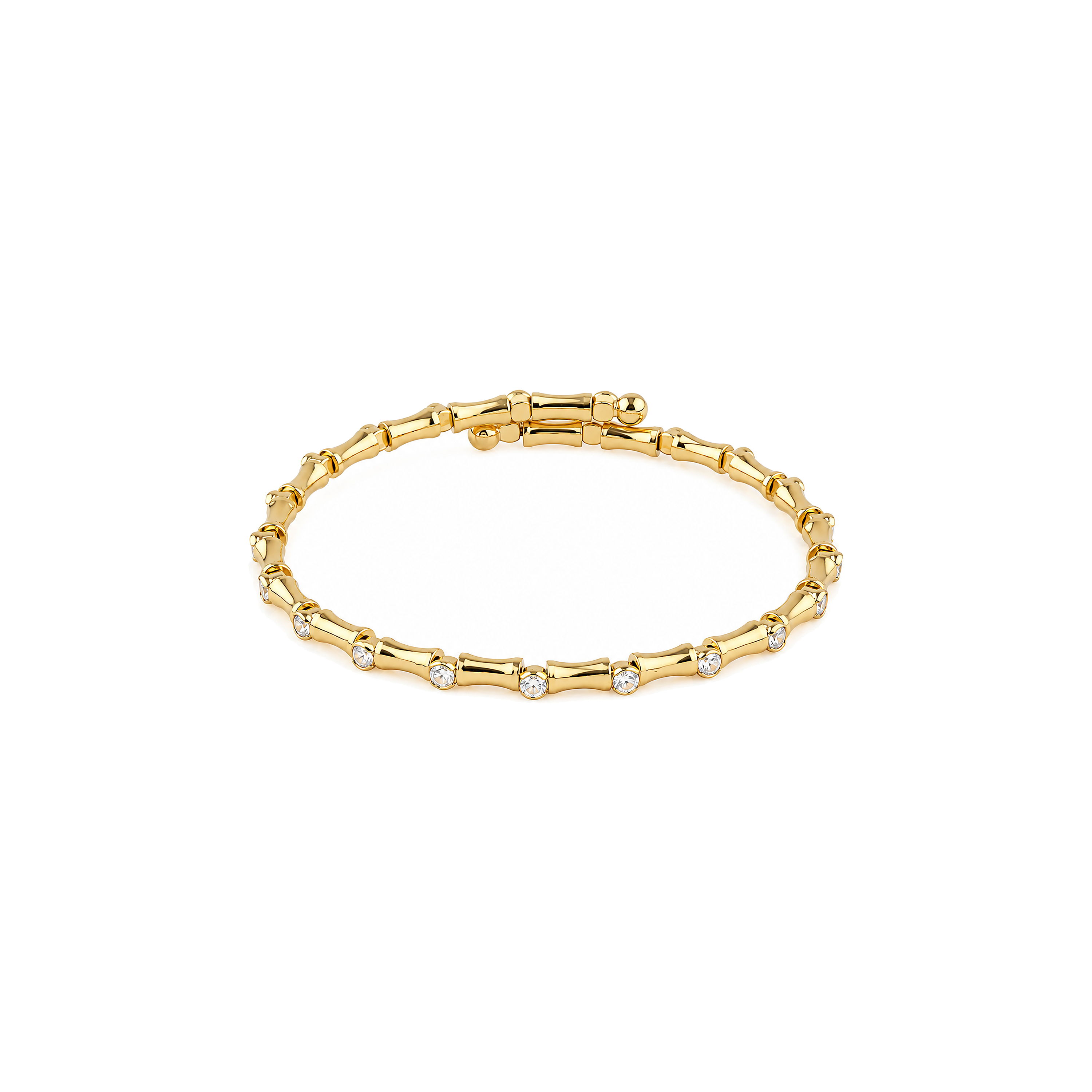 Bracelete Bambu com Zircônias Ouro