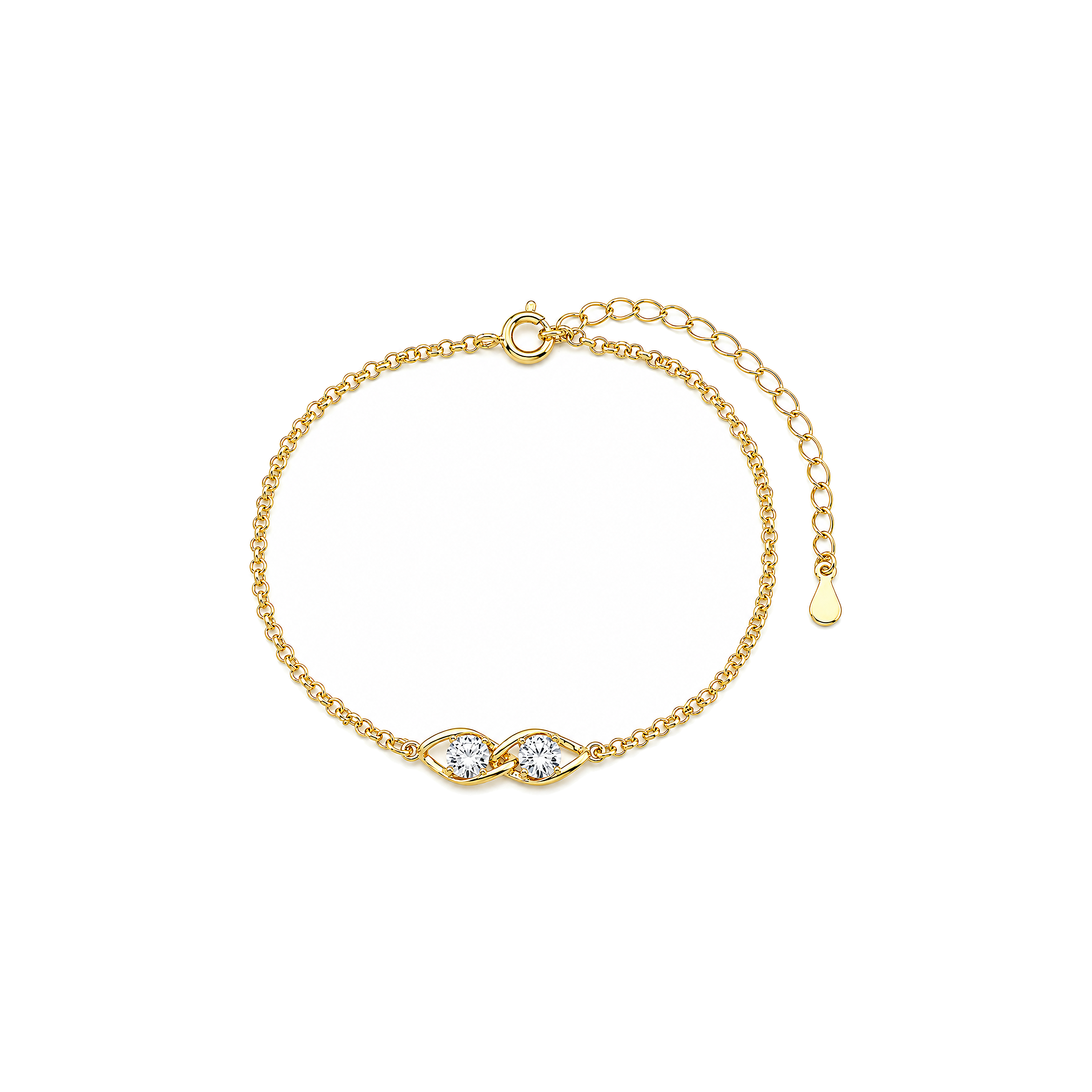 Pulseira Infinito Duplo Cravejado Ouro