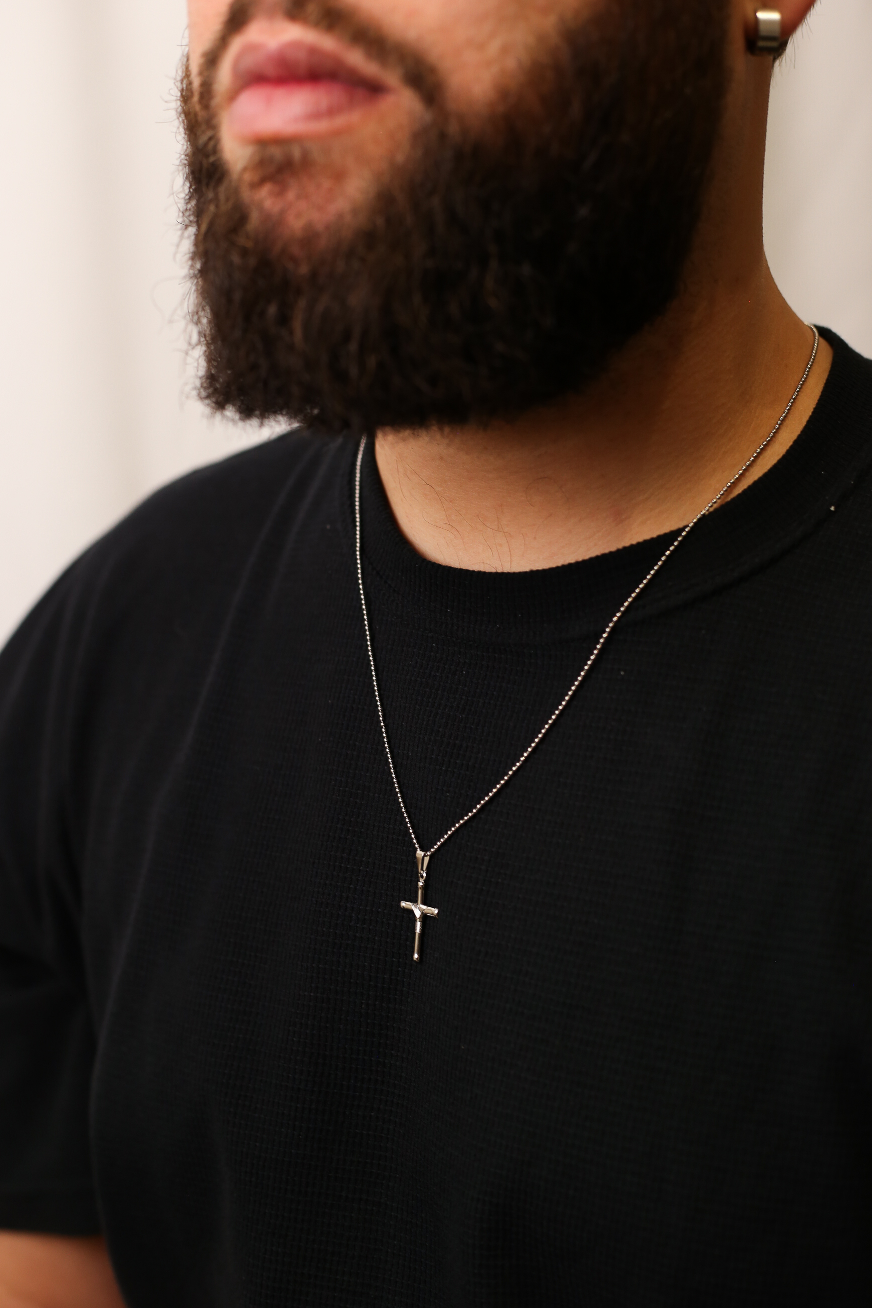 Pingente Cruz Jesus Masculino Aço
