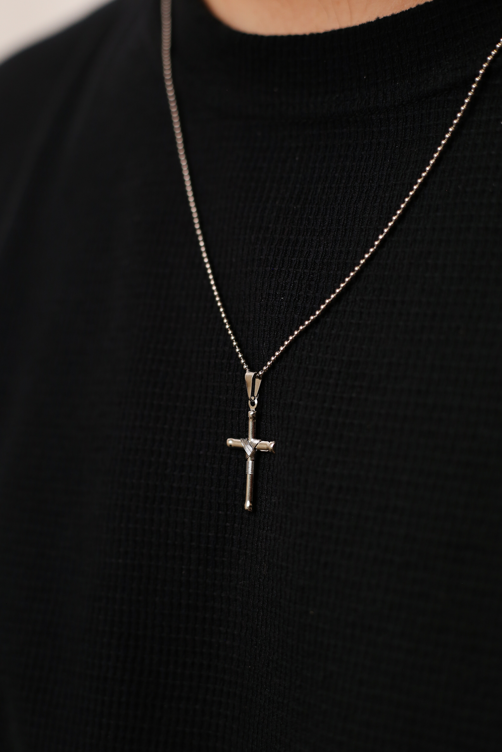 Pingente Cruz Jesus Masculino Aço