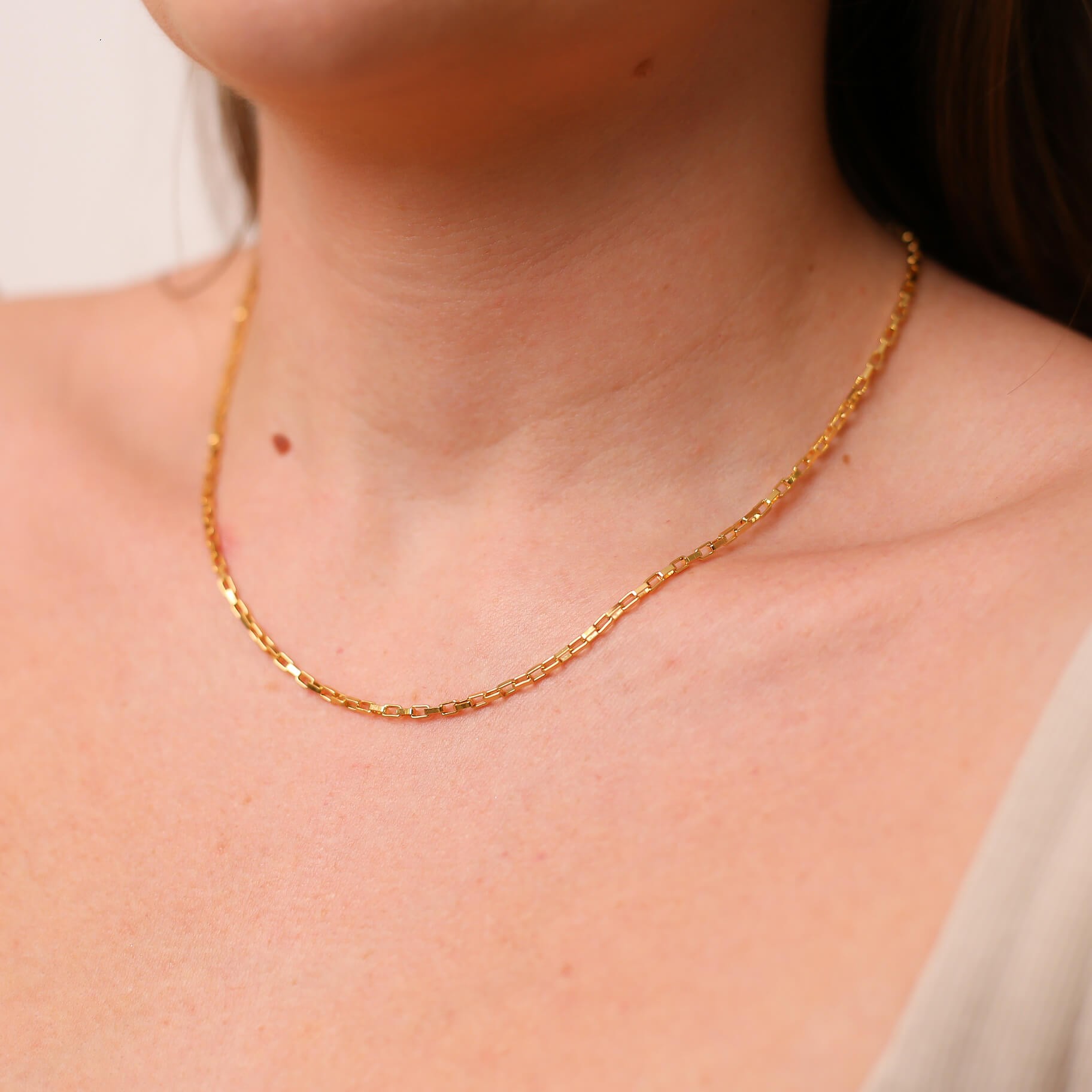 Colar Corrente Elo Retangular Ouro