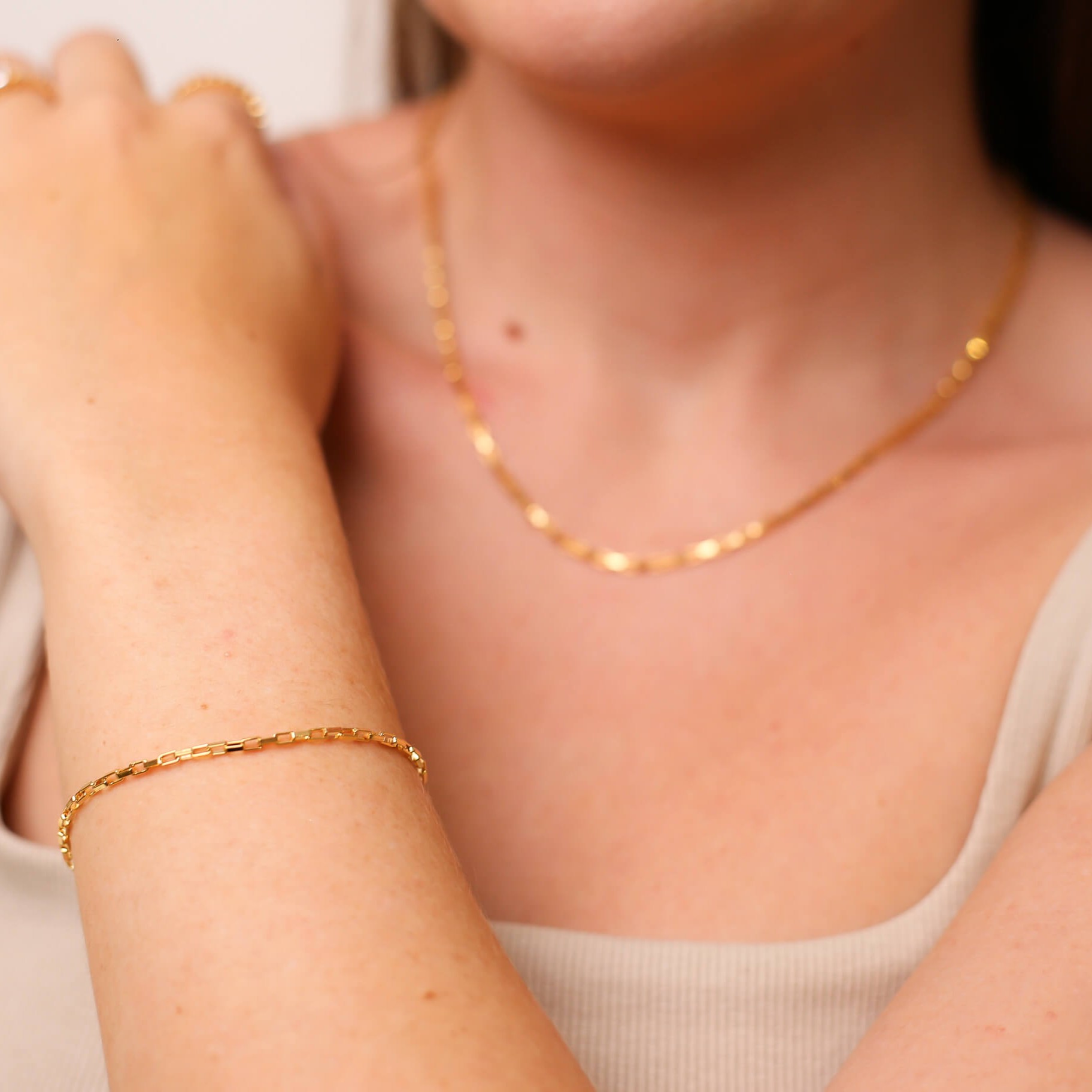 Pulseira Corrente Elo Retangular Ouro