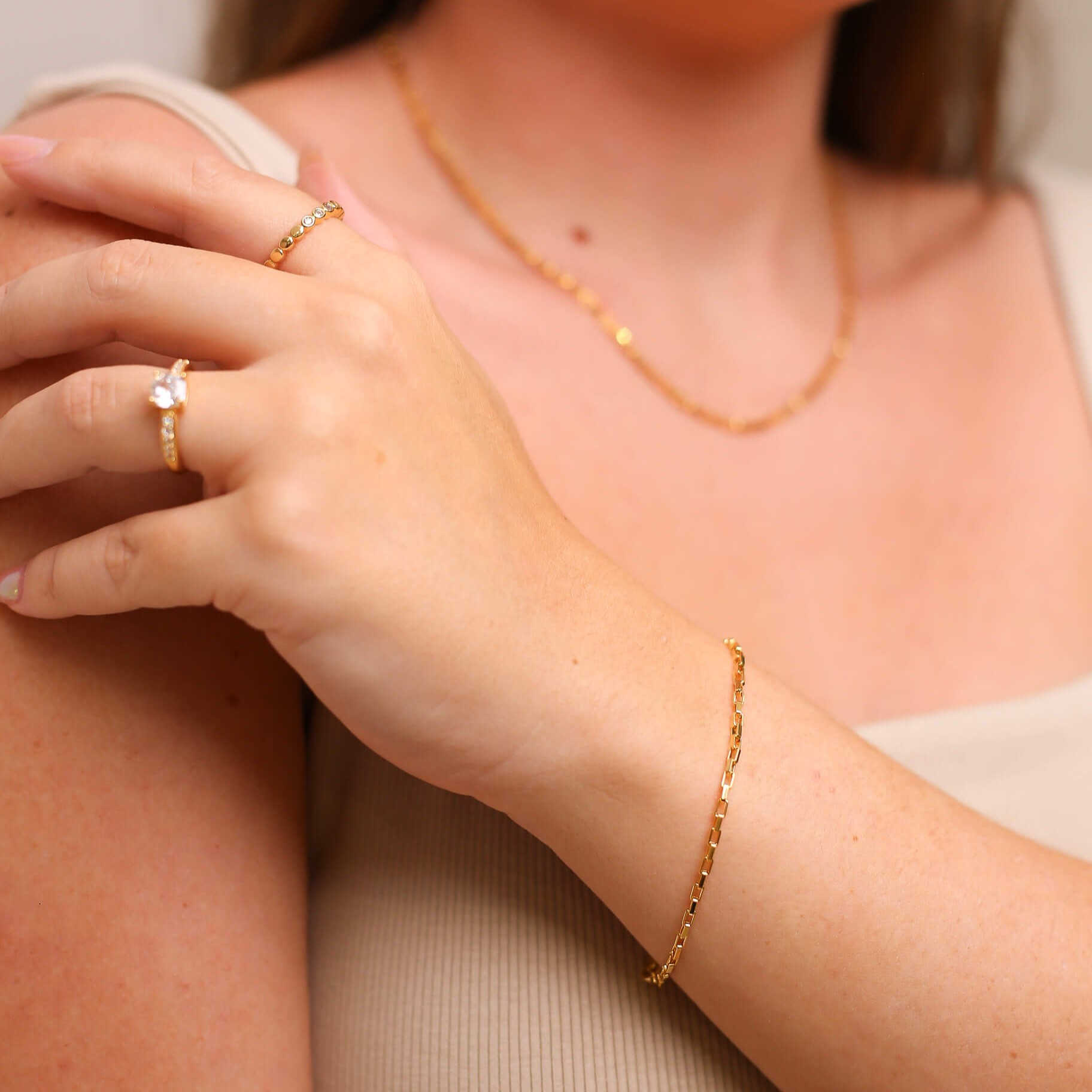 Pulseira Corrente Elo Retangular Ouro