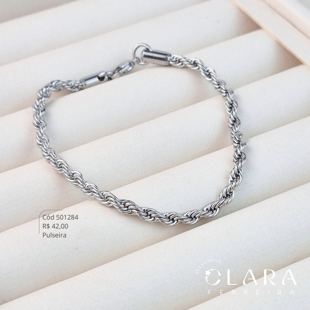 PULSEIRA AÇO CORDÃO BAIANO 5MM - 21CM