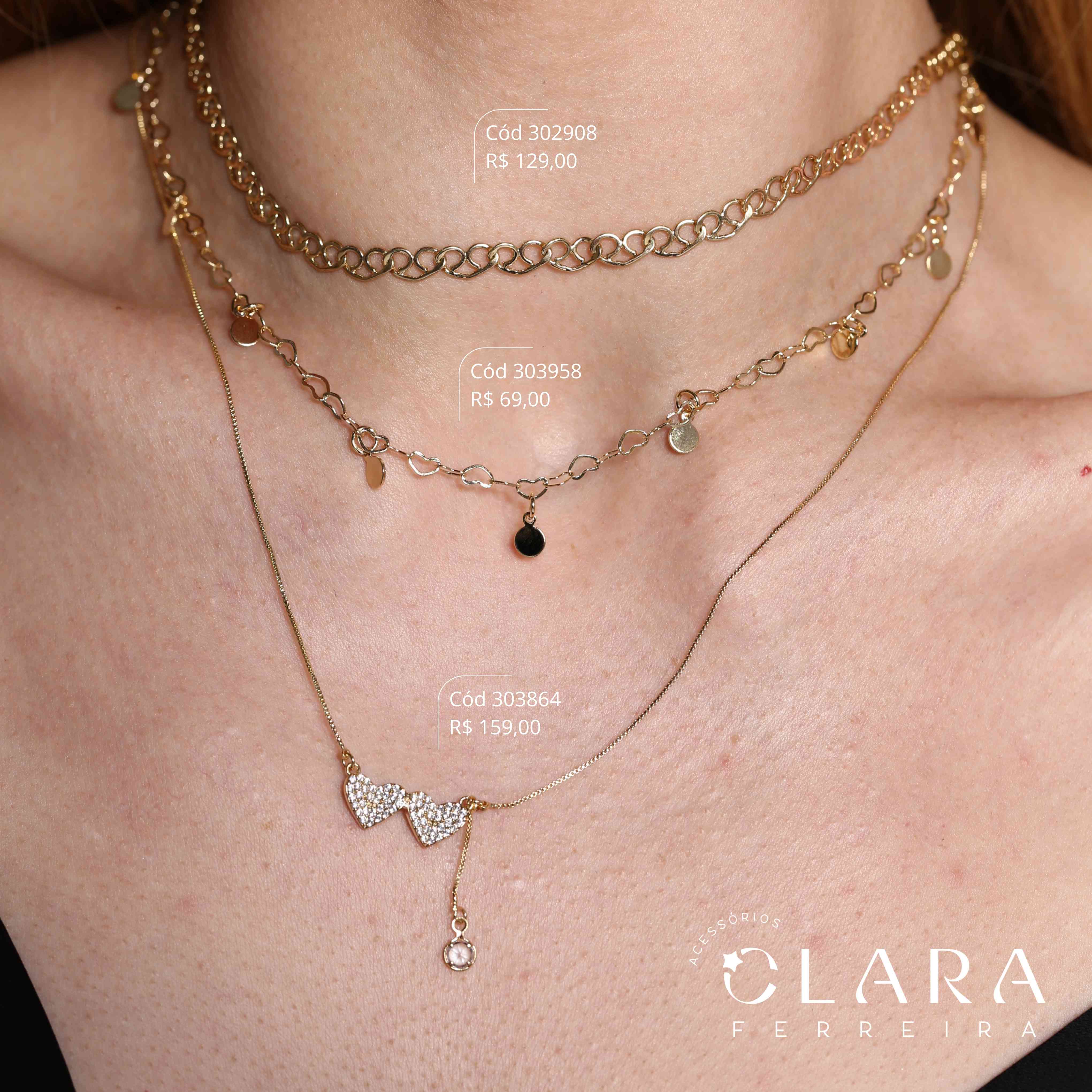 COLAR CHOCKER TRIBAL CORAÇÕES ENTRELAÇADOS - 35+5CM - Dourado