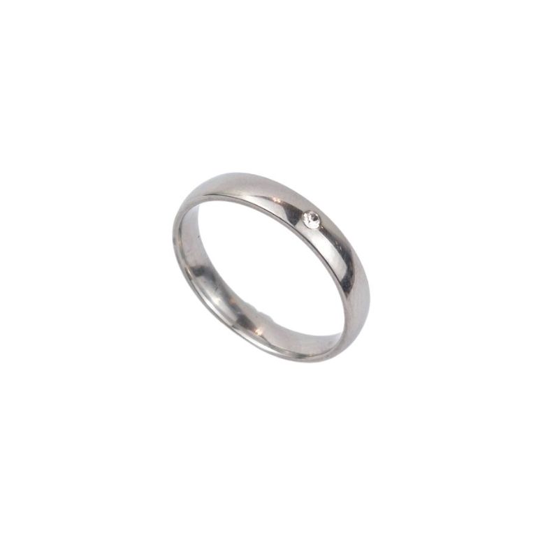 ANEL ALIANÇA AÇO INOX ANATÔMICA ABAULADA 4MM C/ 1 ZIRCONIA - Número 32/33