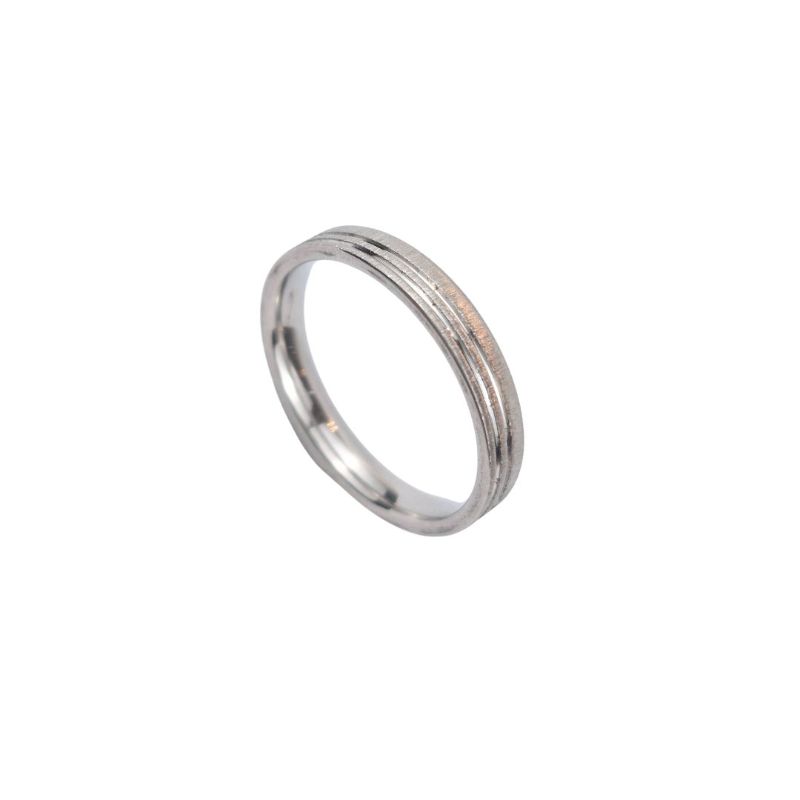 ANEL ALIANÇA AÇO INOX ANATÔMICA RETA LISA 4MM C/ 2 FIOS JATEADOS BRILHANTES - Número 20/21