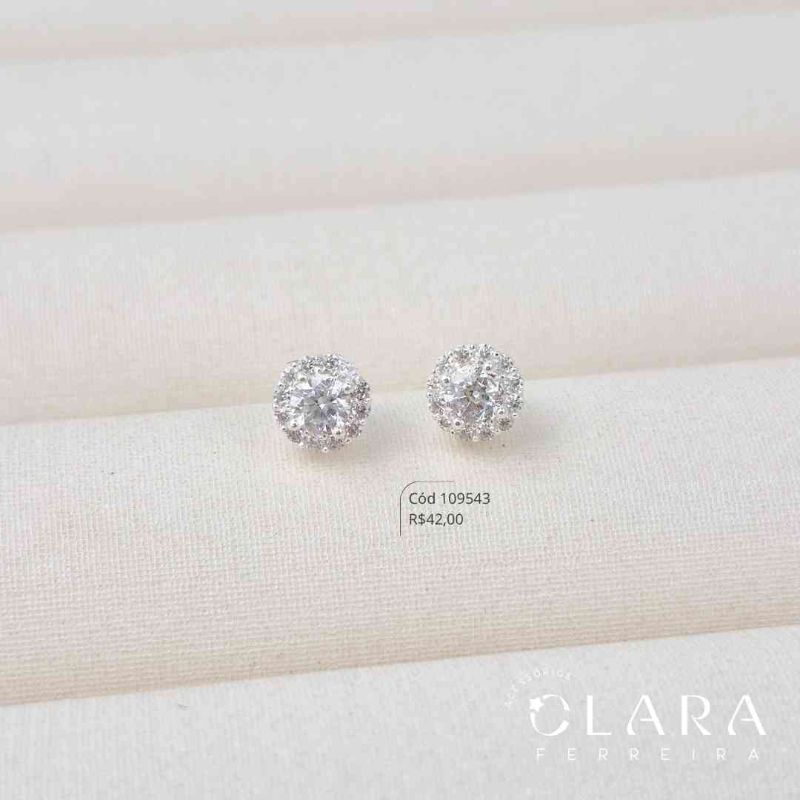 BRINCO ZIRCONIA REDONDA 3MM ADORNADA MICROZIRCONIAS - 6MM - Banho de Prata