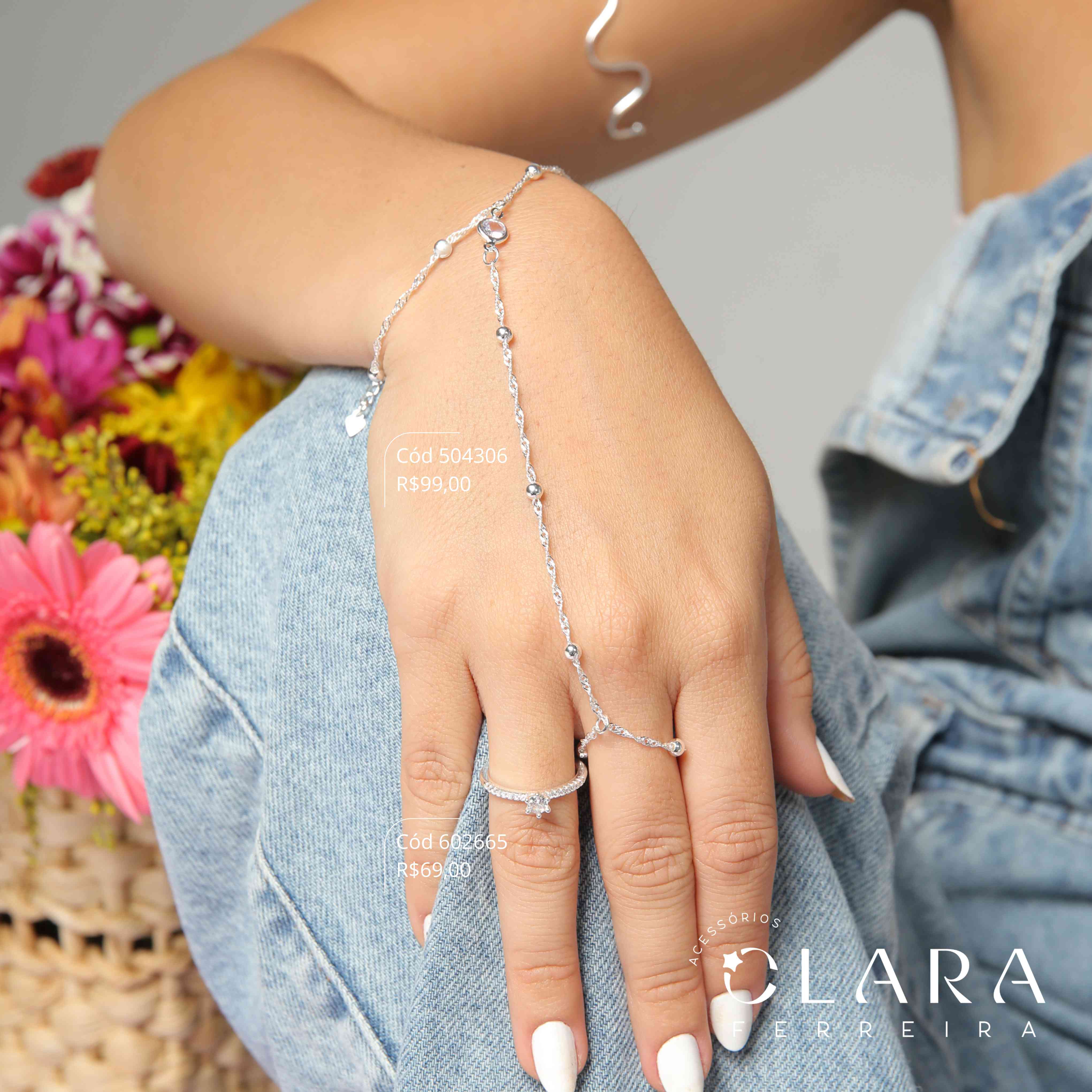 ANEL SOLITARIO ZIRCONIA REDONDA 3MM C/ 1 FILEIRA MICROZIRCONIAS - CAIXA COROA 6 GARRAS  - Banho de Prata