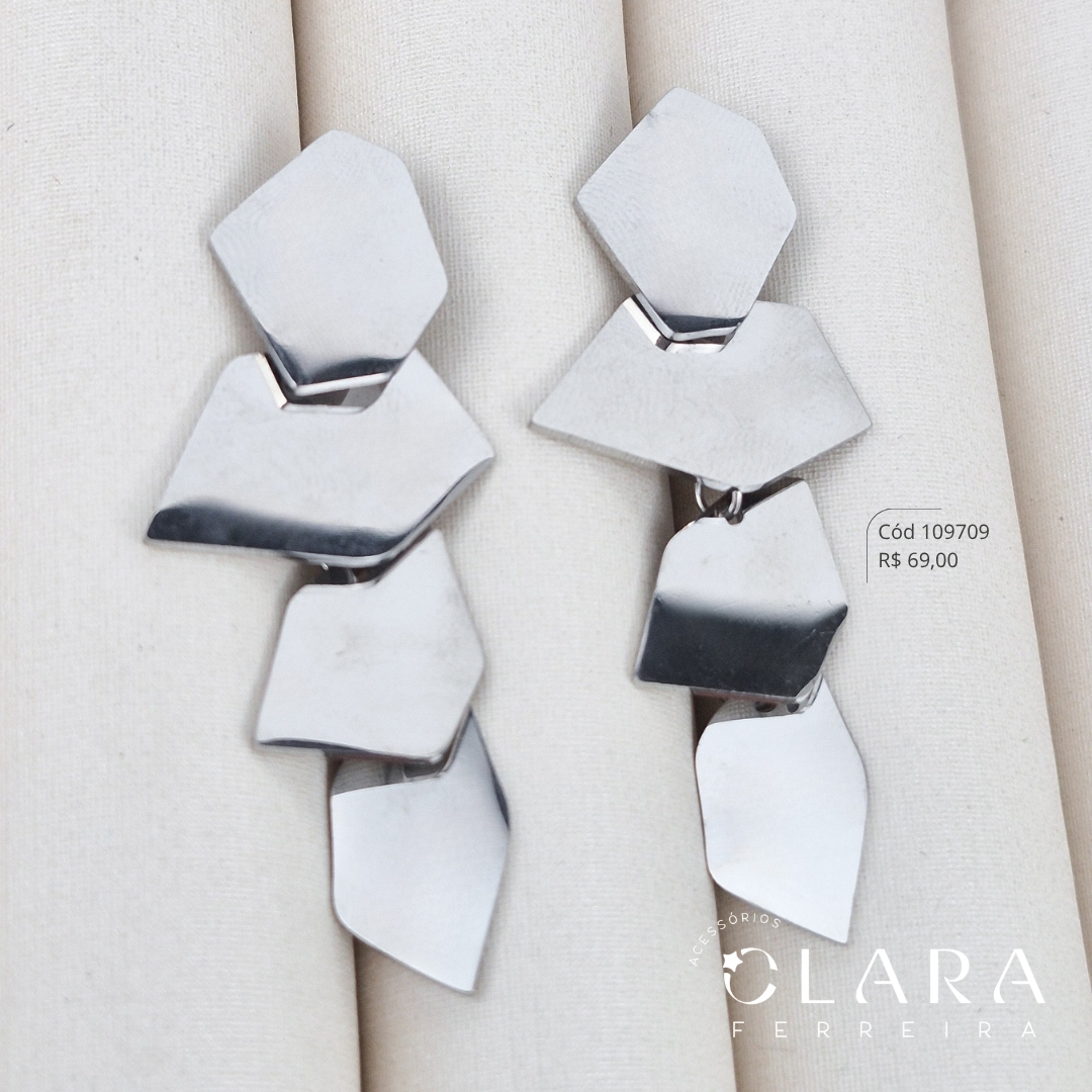 BRINCO FRANJA CHAPAS GEOMETRICAS ESPELHADAS - LINHA ORGÂNICOS - Aço