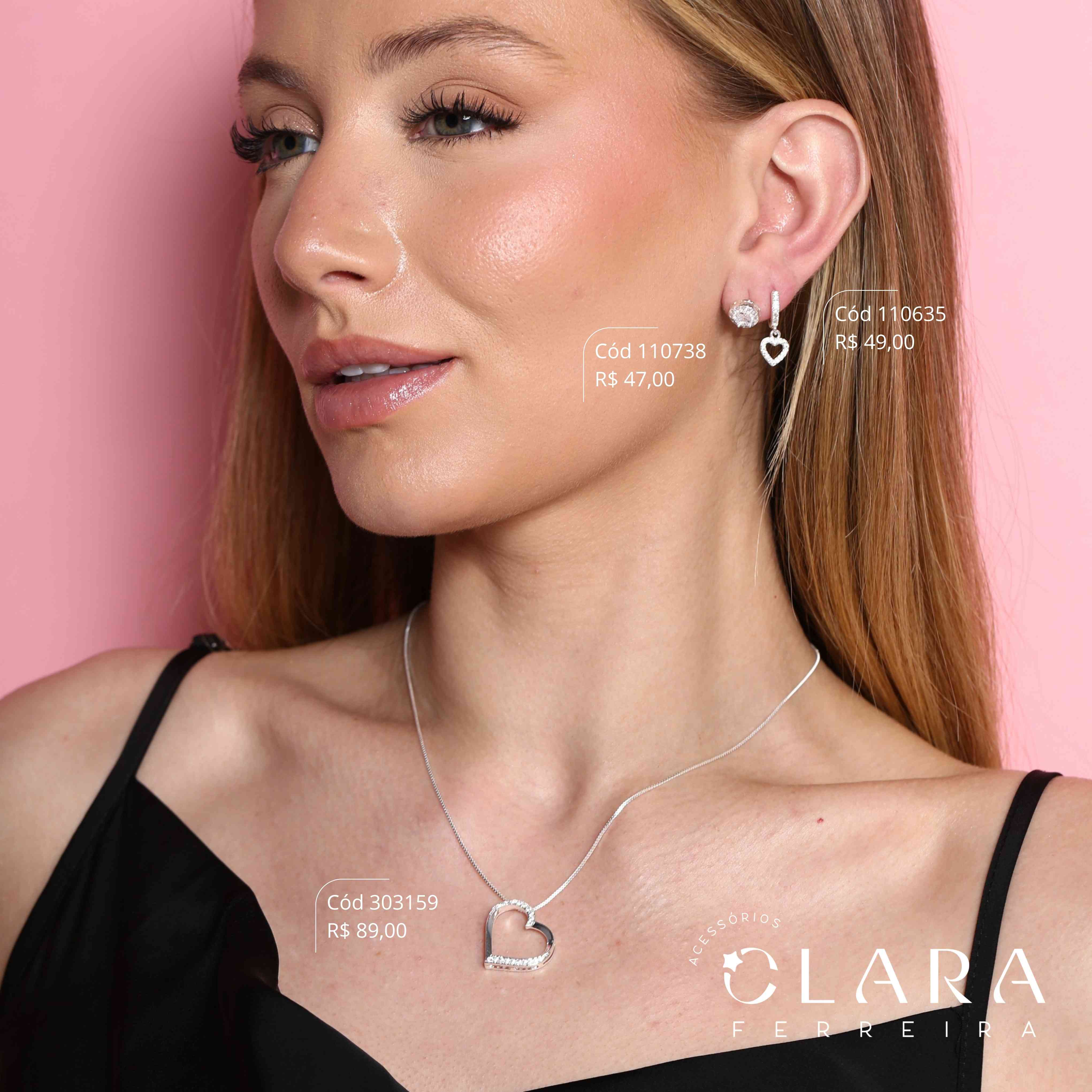 COLAR VENEZIANA C/ PINGENTE CORAÇÃO 20MM VAZADO COM DETALHE NAS PONTAS MICROZIRCONIAS  - 45CM - Banho de Prata