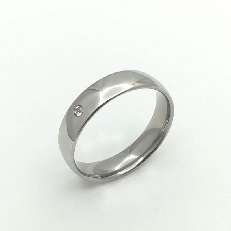 ANEL ALIANÇA AÇO INOX ANATÔMICA ABAULADA 6MM C/ 1 ZIRCONIA - Número 28/29