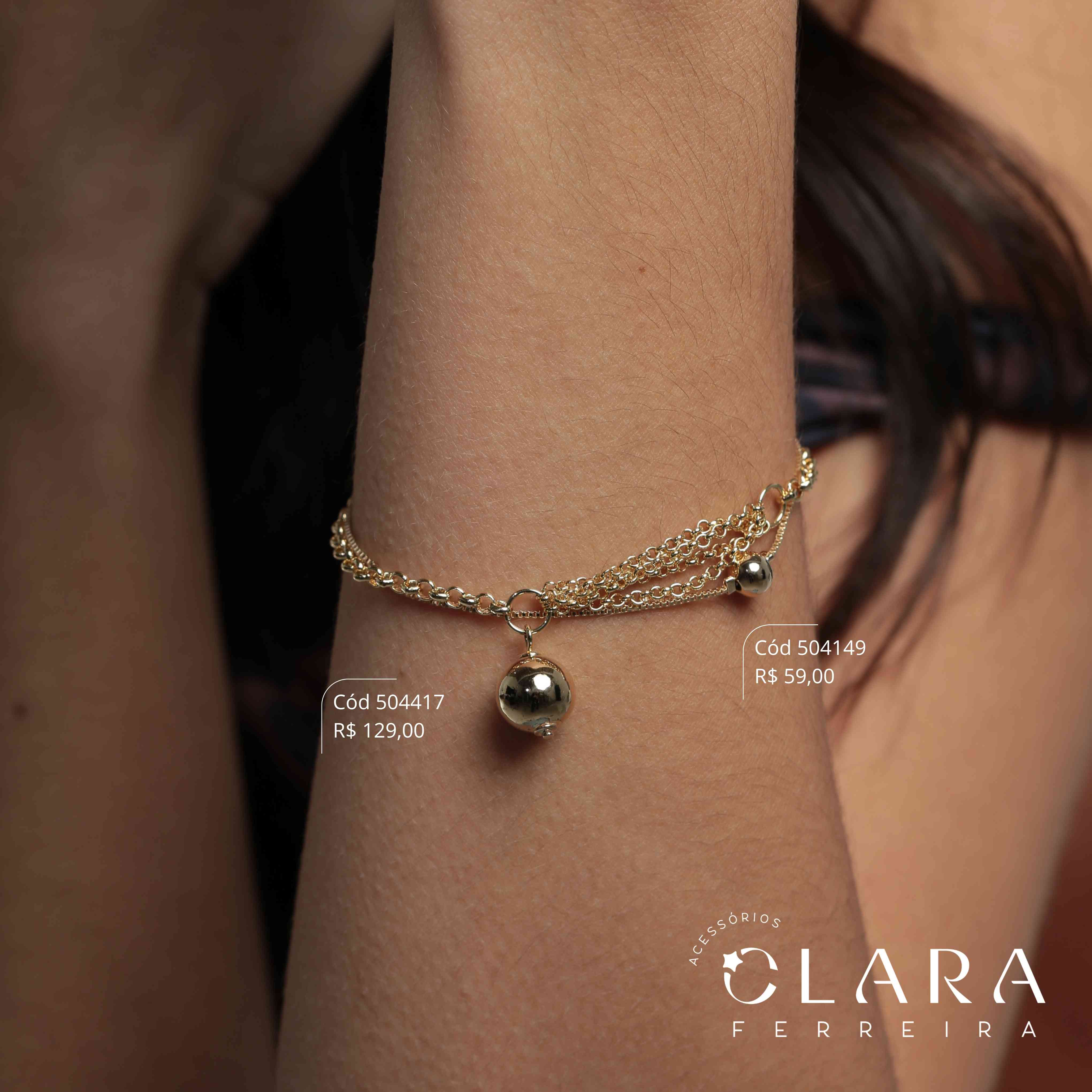 PULSEIRA VENEZIANA C/ BOLA LISA 6MM FIXA - 17CM - Dourado