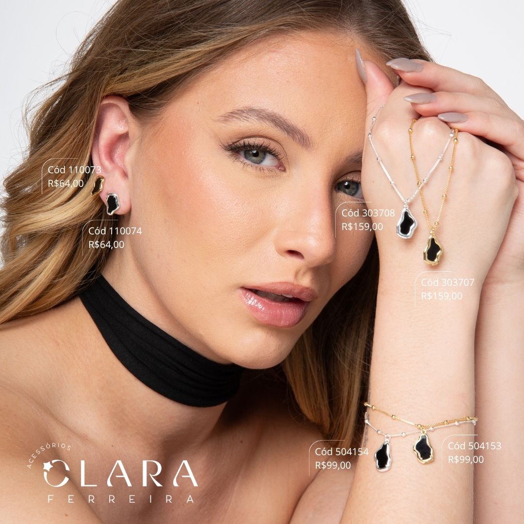 PULSEIRA VENEZIANA C/ BOLINHAS COM PINGENTE CRISTAL PRETO CAIXA FUNDIDA PENDUTADO - 15MM - 17CM - Dourado