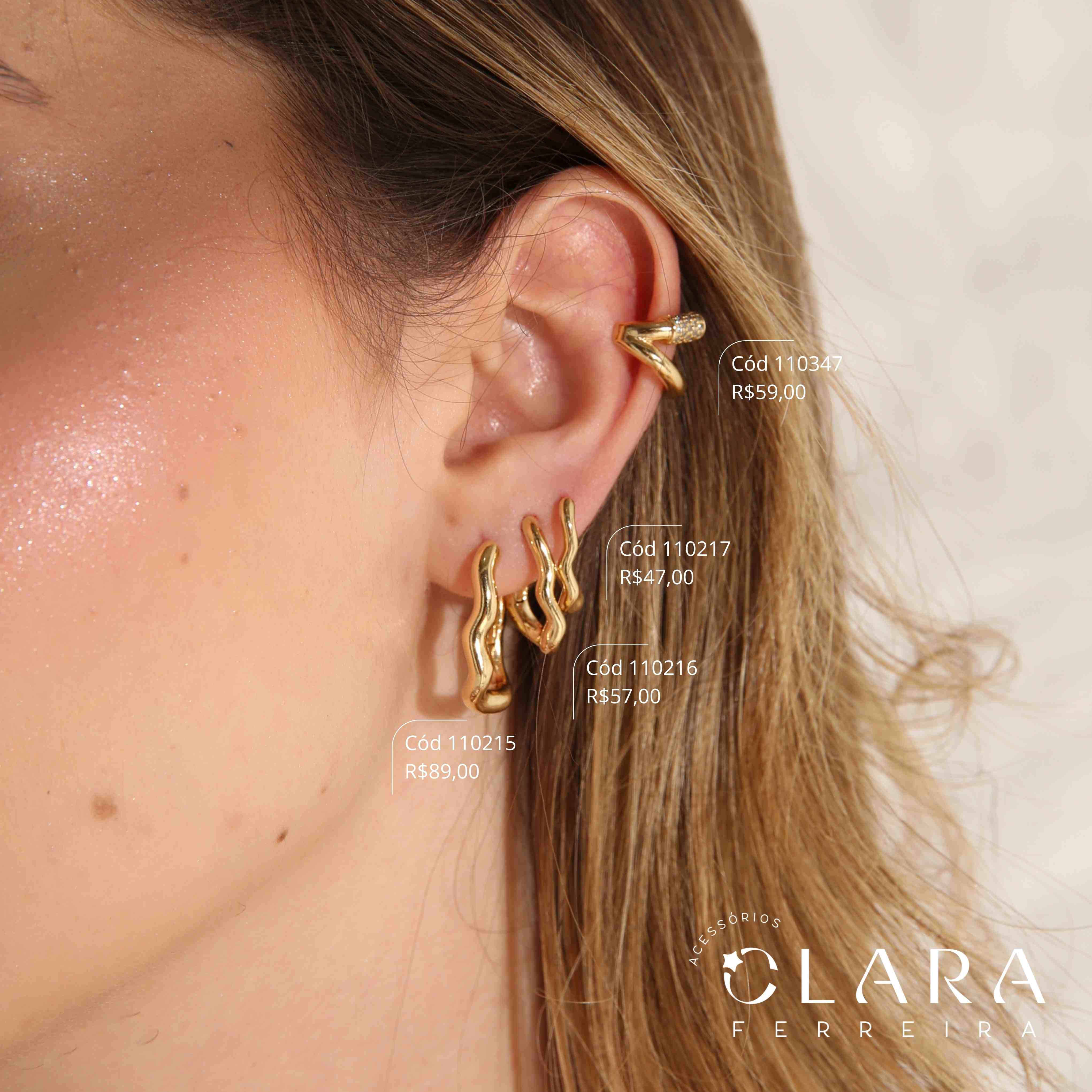 BRINCO ARGOLINHA CLICK LISA ONDULADA - EDIÇÃO LIMITADA - 16X2MM - Dourado