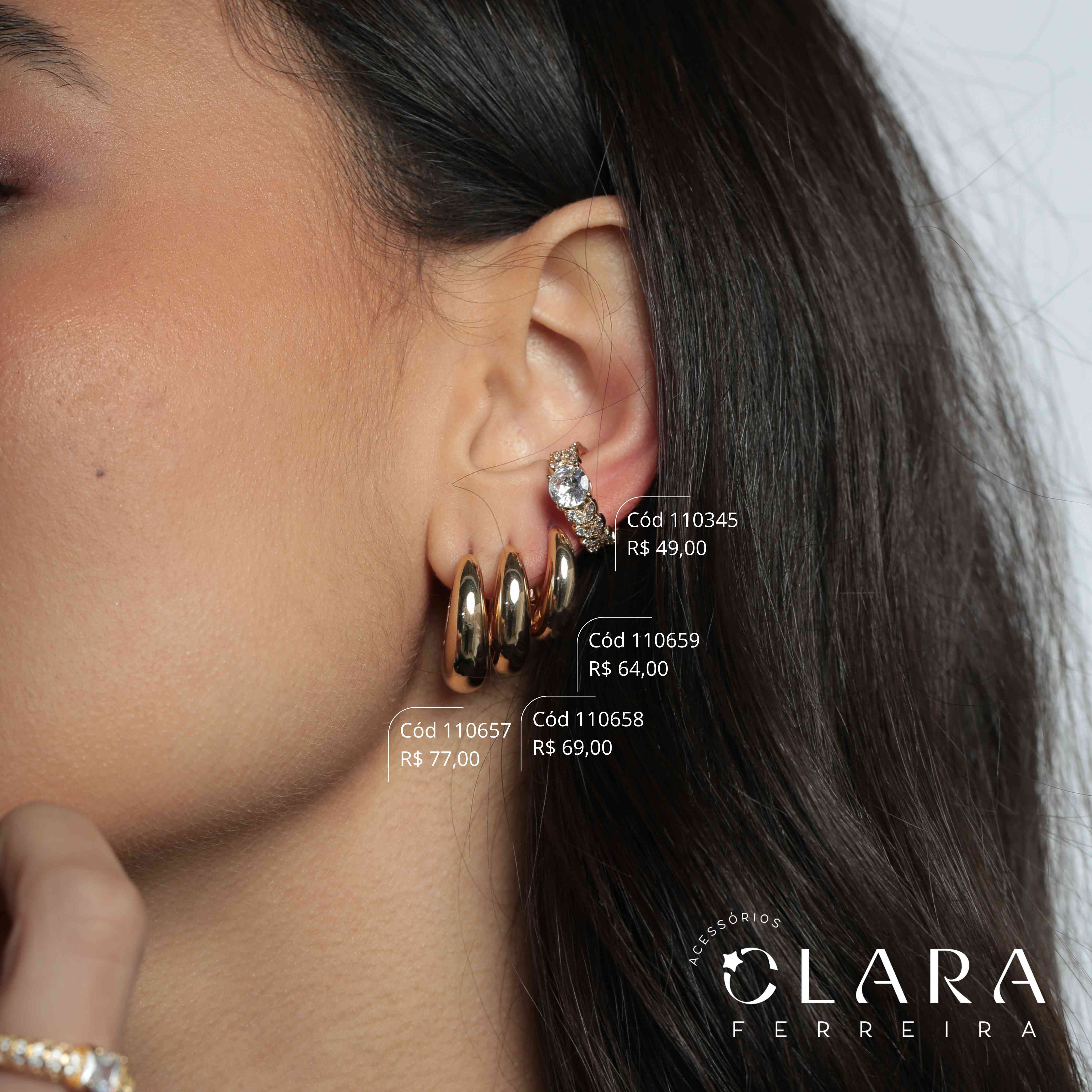 BRINCO PIERCING FAKE FOLHAS MICROZIRCÔNIAS C/ 1 ZIRCÔNIA REDONDA 5MM - 5MM - Dourado - LIMITADA