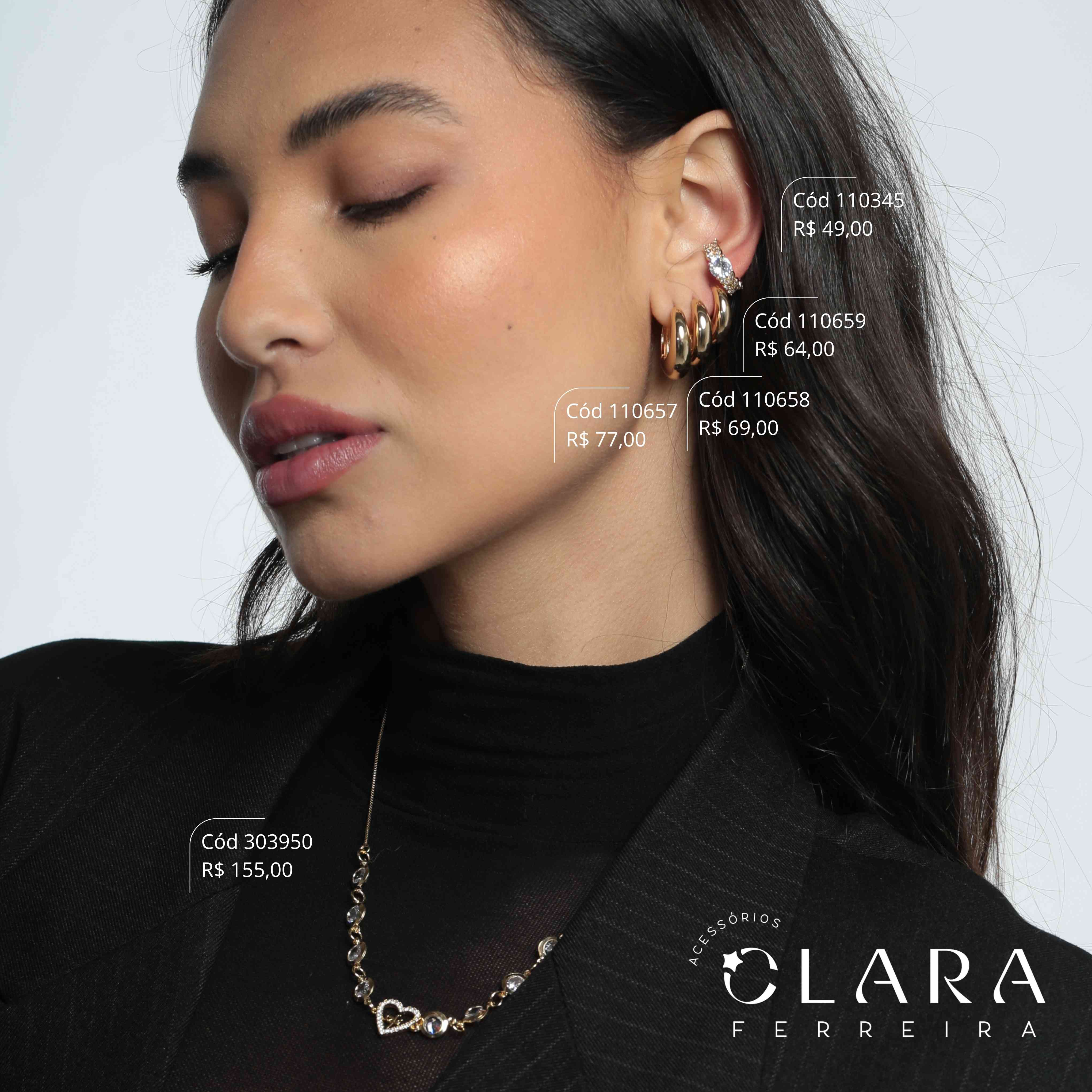 BRINCO PIERCING FAKE FOLHAS MICROZIRCÔNIAS C/ 1 ZIRCÔNIA REDONDA 5MM - 5MM - Dourado - LIMITADA