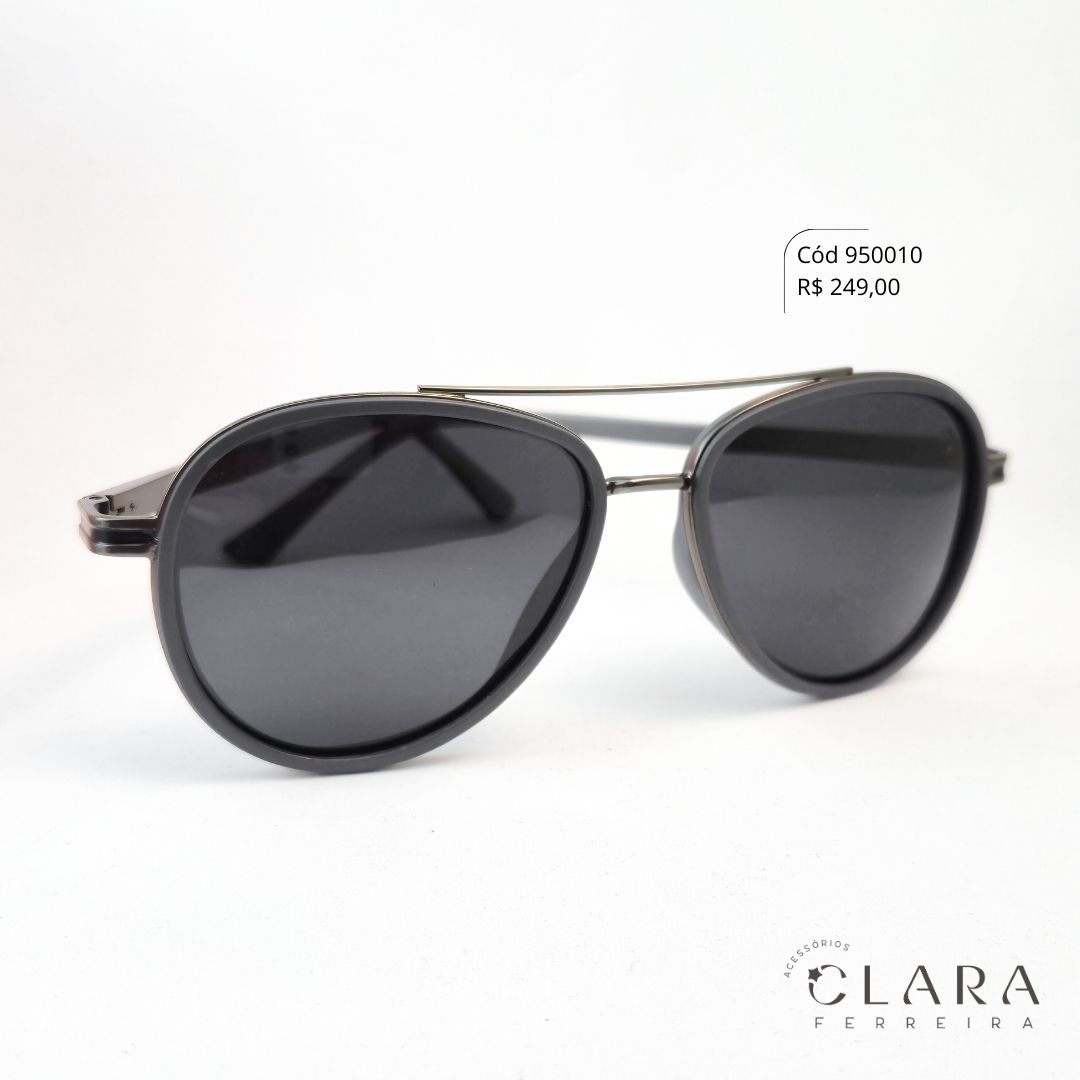 Óculos Solar MASCULINO AVIADOR C/ ASTES EMBORRACHADAS - INSPIRAÇÃO RAY-BAN - Lente Anti-impacto Polarizada - SZ7735P-C3