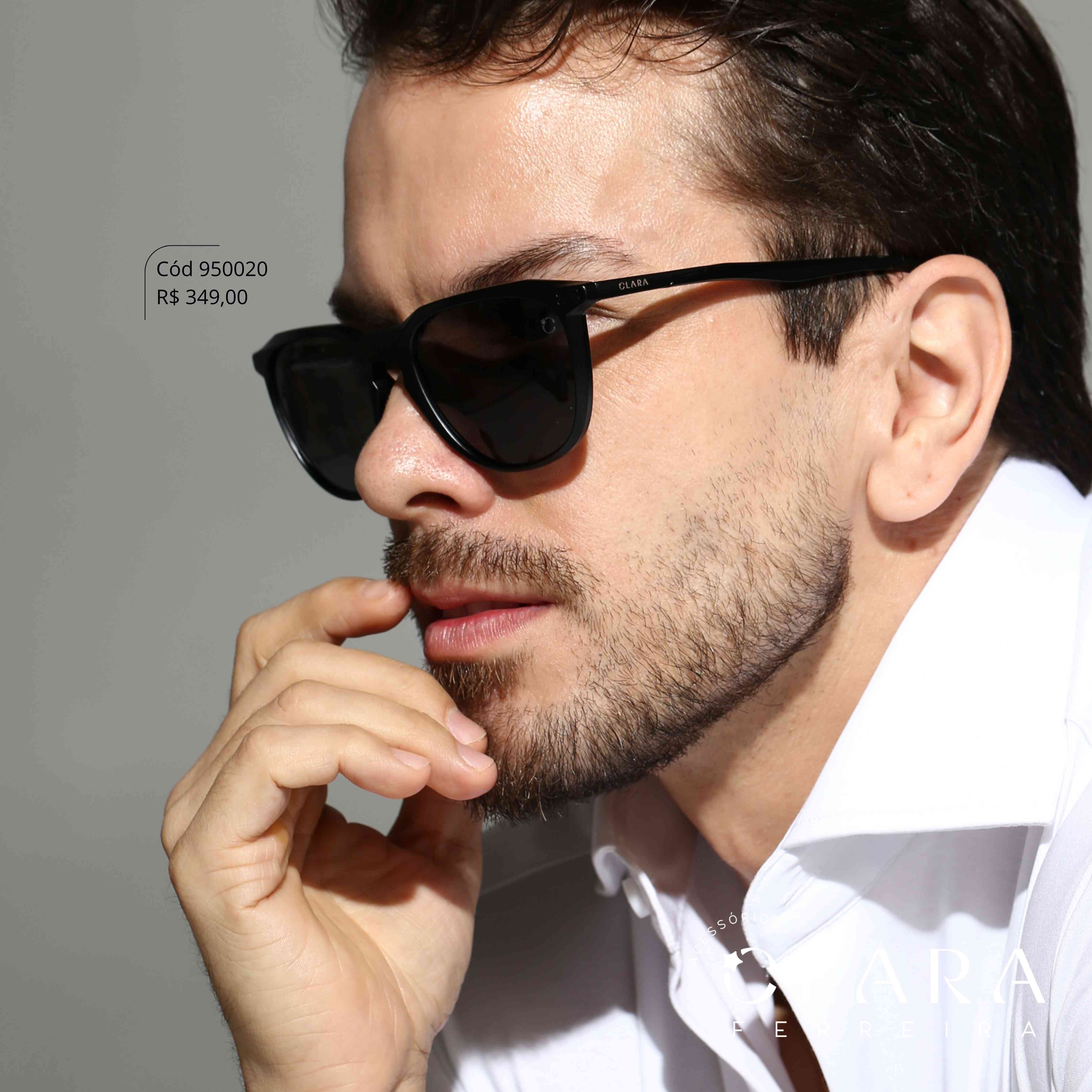 Óculos Solar MASCULINO REDONDO PRETO - INSPIRAÇÃO RAY-BAN - Lente Anti-impacto Polarizada - YZ4213P-C1