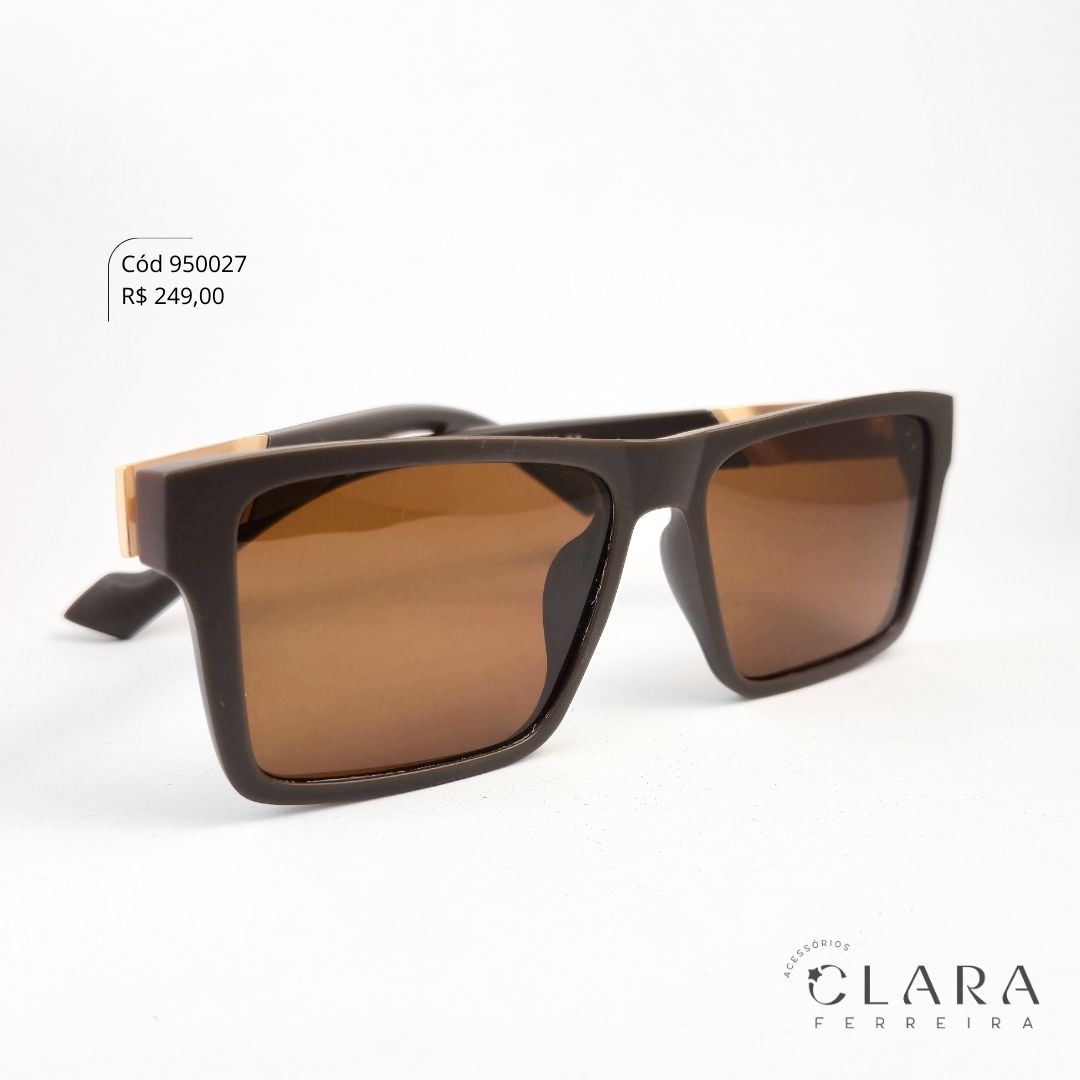 Óculos Solar MASCULINO QUADRADO MARROM - INSPIRAÇÃO RAY-BAN - Lente Anti-impacto Polarizada - BK2009-C7