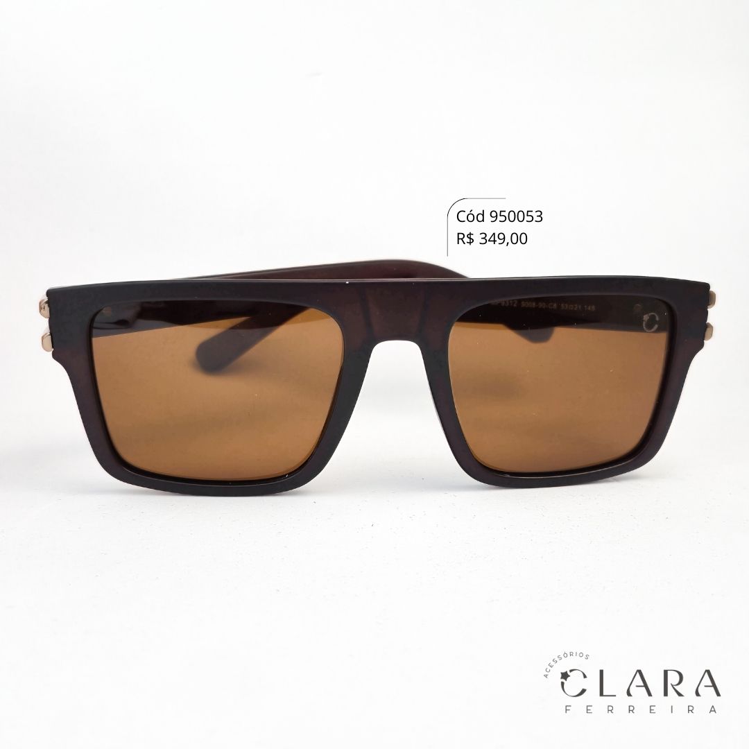 Óculos Solar MASCULINO QUADRADO MARROM - INSPIRAÇÃO RAY-BAN - Lente Anti-impacto Polarizada - MP9312-C8