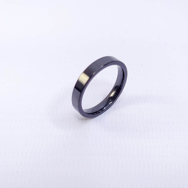 ANEL ALIANÇA AÇO INOX PRETO ANATÔMICA RETA 4MM - Número 28/29