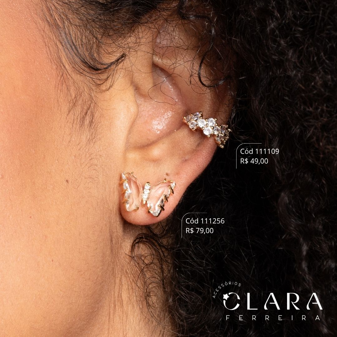 BRINCO PIERCING FAKE ZIRCÔNIAS REDONDAS - Dourado
